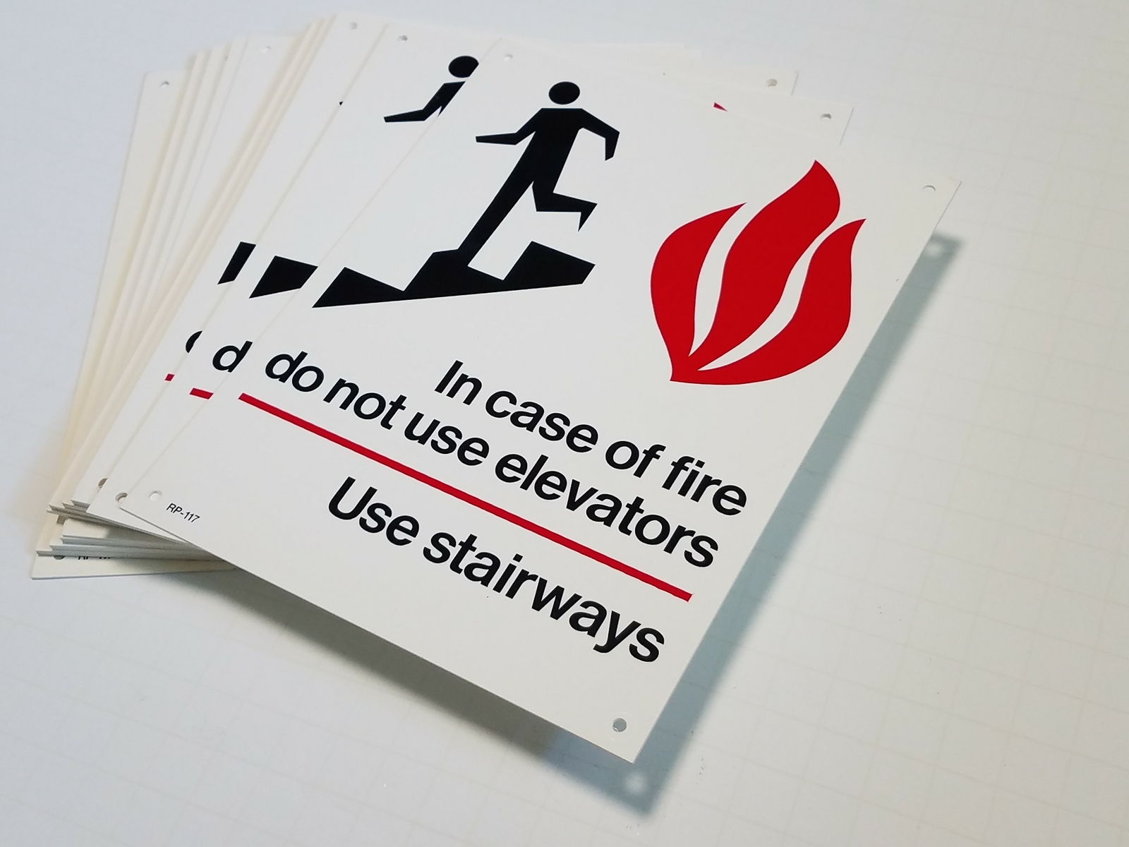 Lot of (25) New 5-1/2&Prime; x 7&Prime; In case of fire do not use elevators – Use stairways