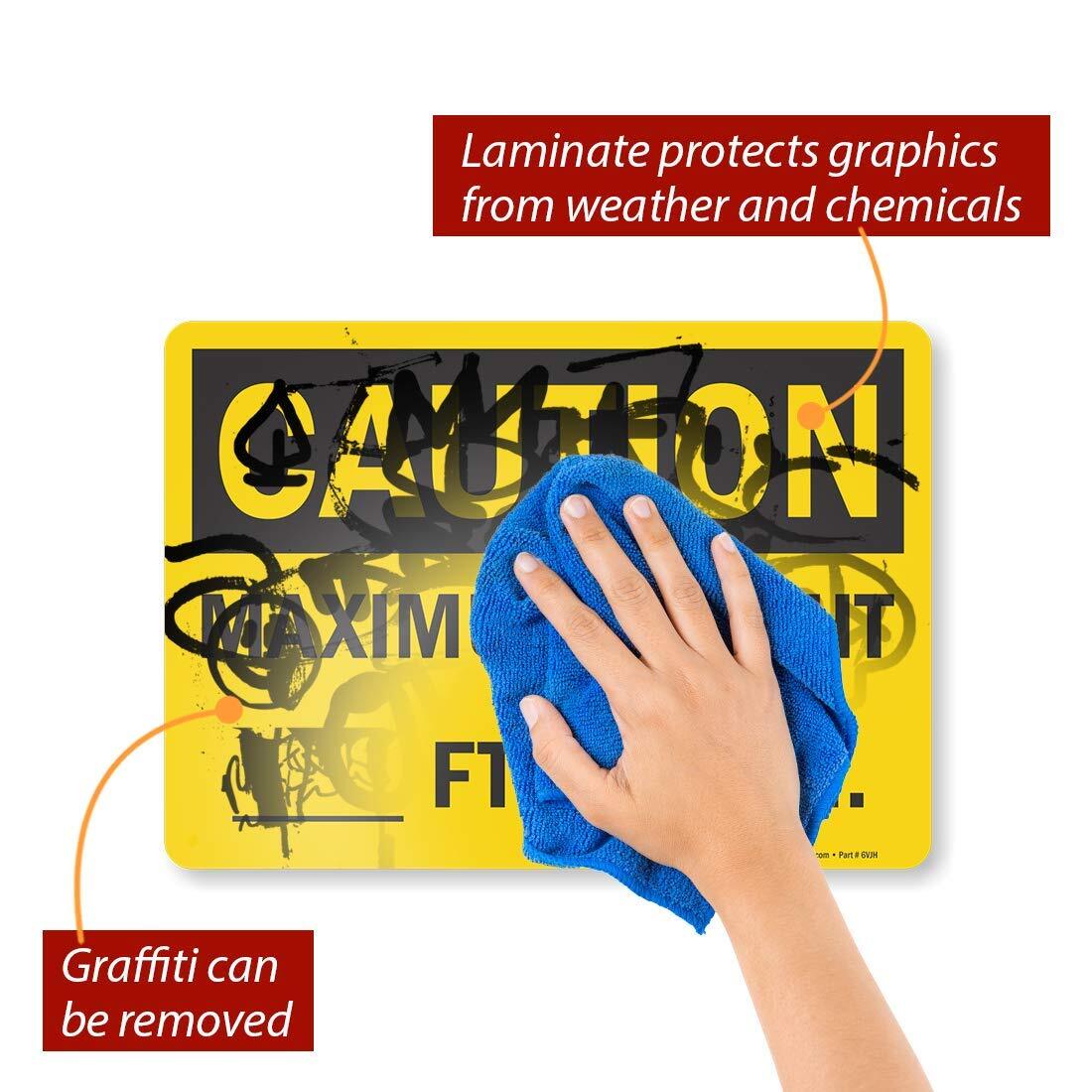 10×14 inch Caution Maximum Height Write-On Vinyl Label Black on Yellow