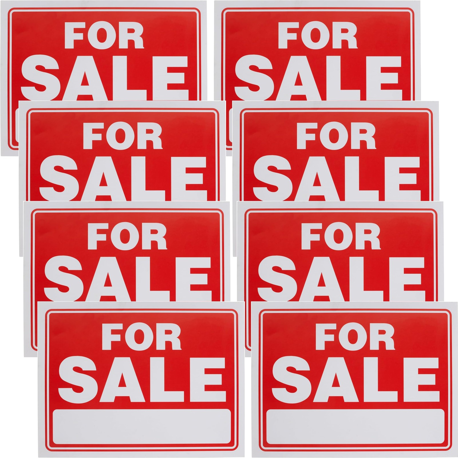8 Pack For Sale Sign 9&Prime; x 12&Prime; Plastic Red White Car Auto Vehicle Window Yard…