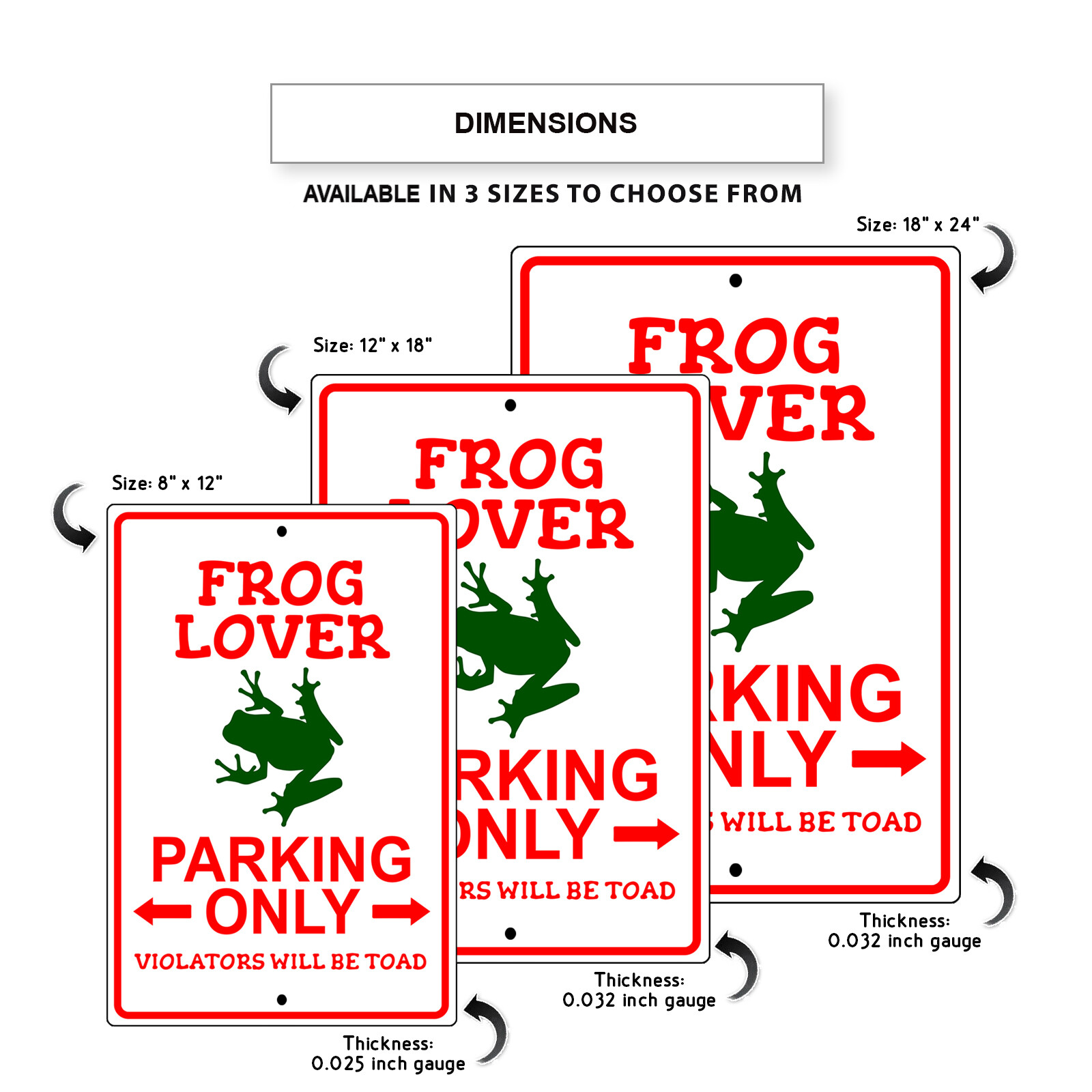 Frog Lover Parking Only Violators Will Be Toad Novelty Aluminum Metal Sign
