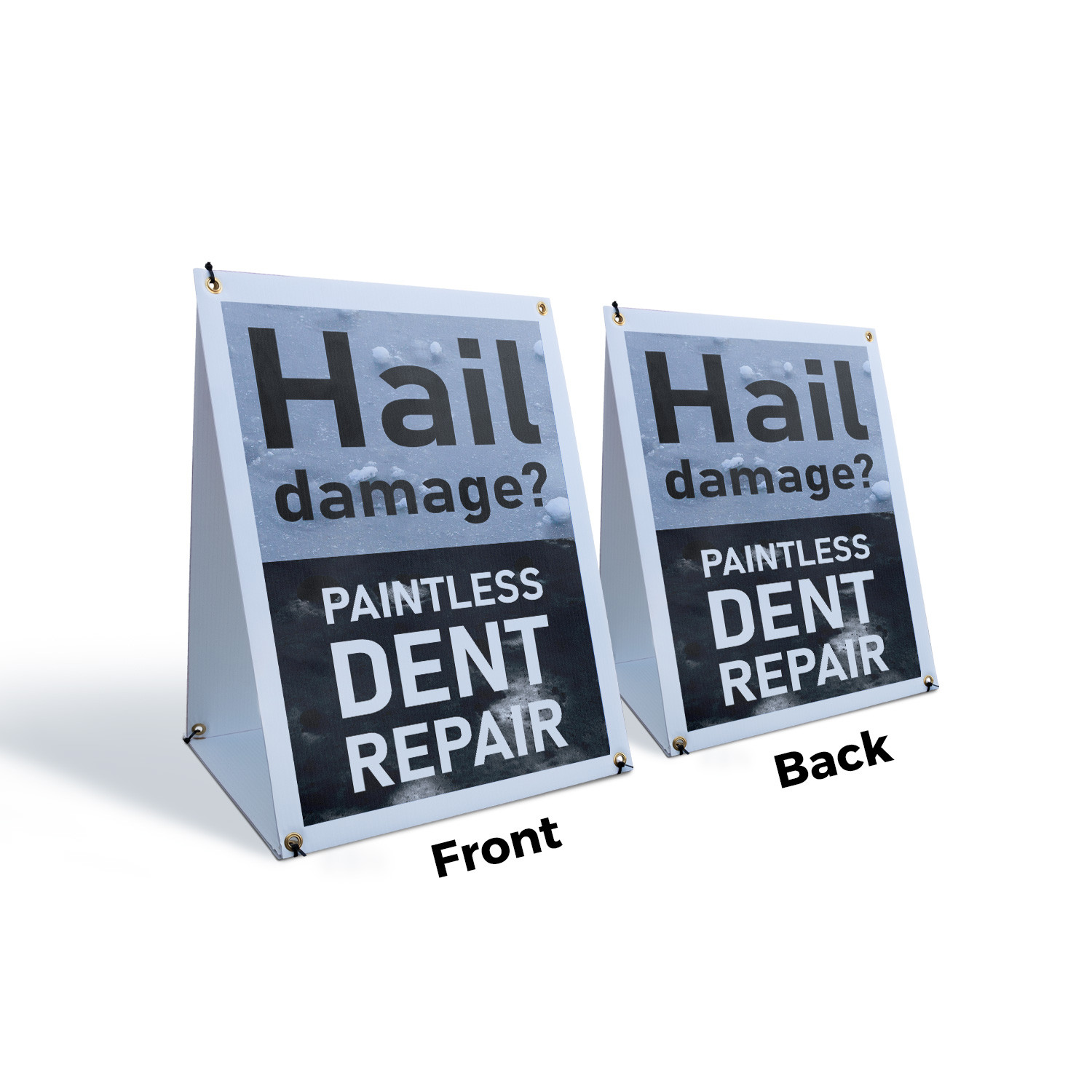 Hail Damage Dent Repair A-Frame Sidewalk Sign Auto Repairs Expert Mechanics
