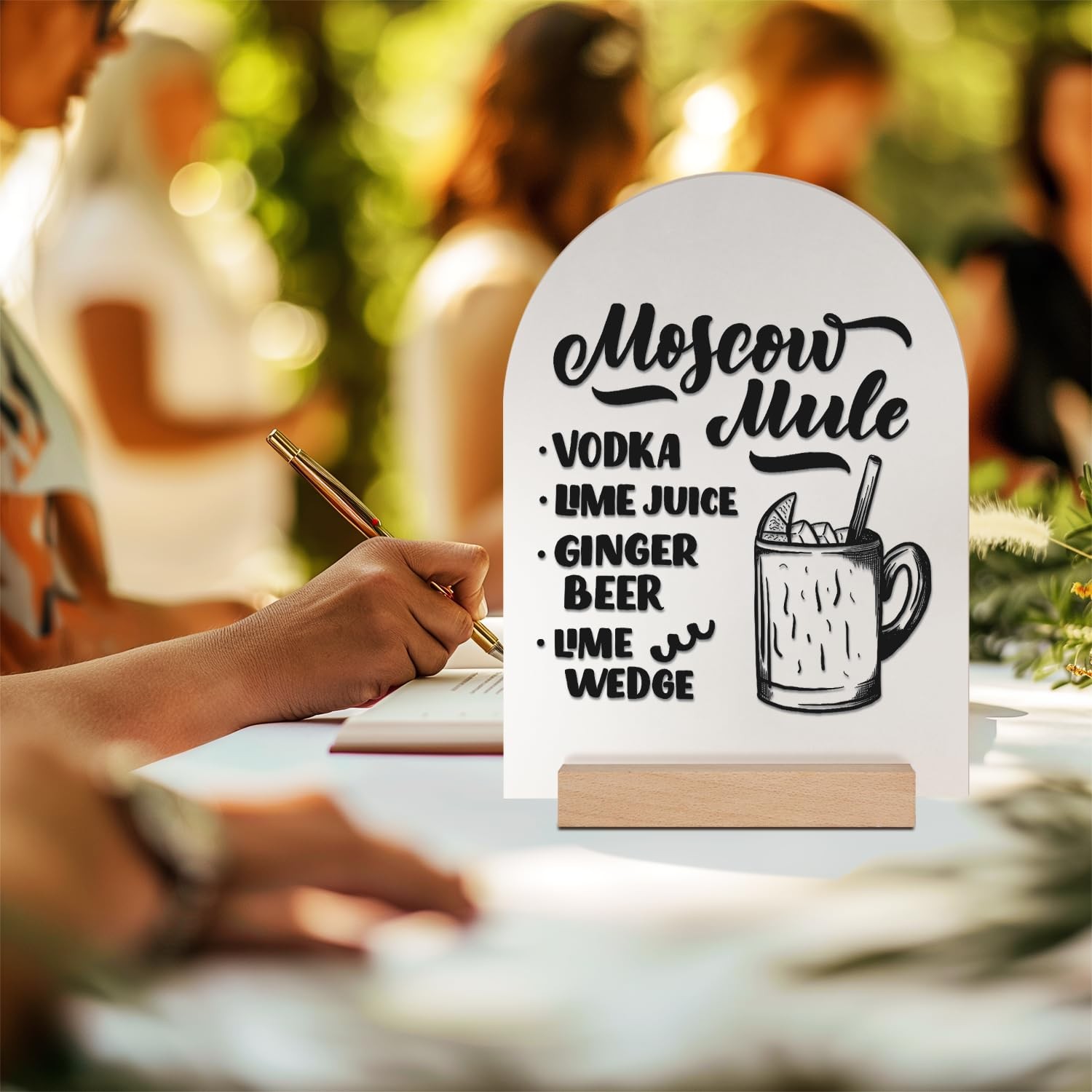 Frosted Arch Acrylic Sign Wooden Stand 10 PCS Wedding Table Number 6×8 Inch