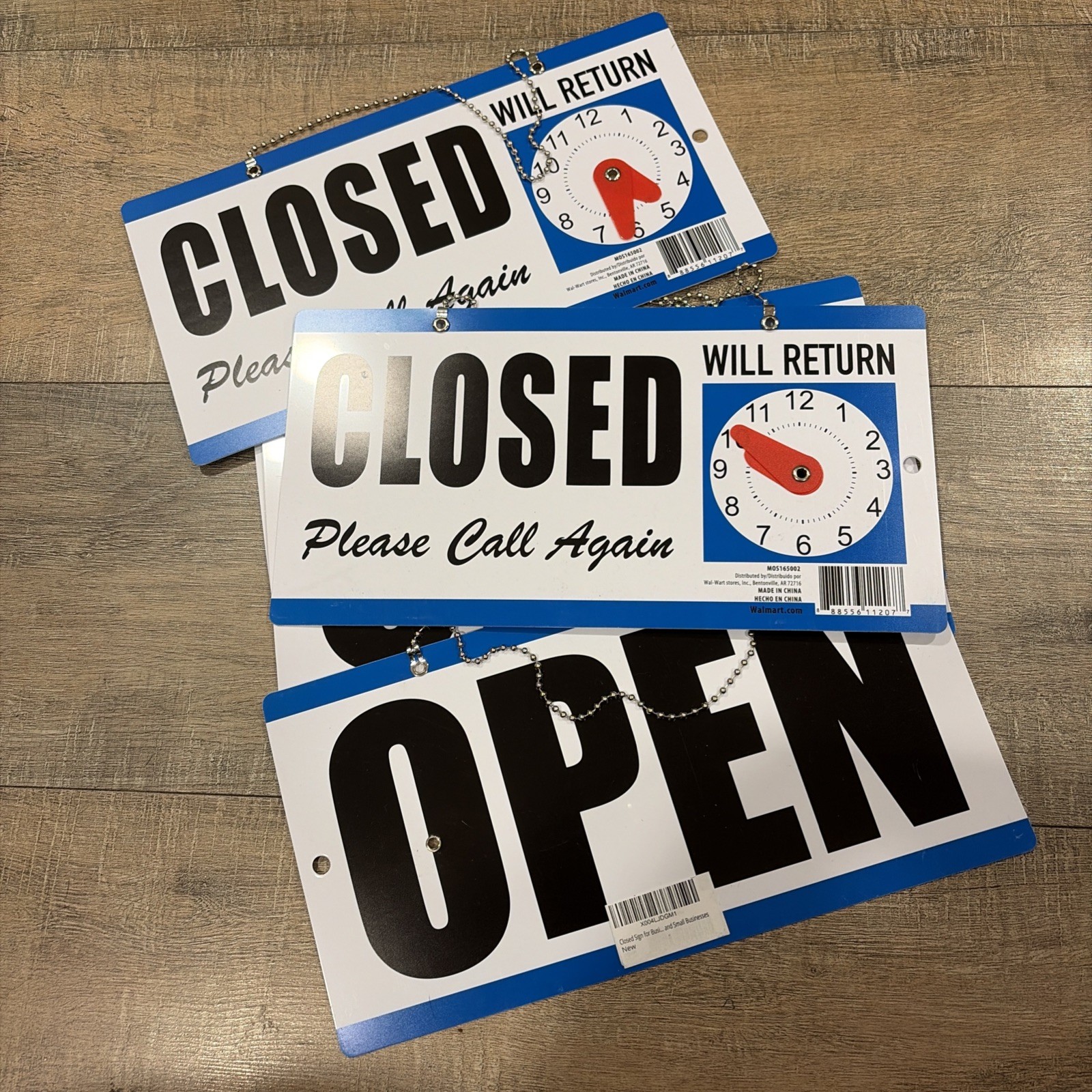 Cosco Open Closed Will Return Sign 11.5 x 6 Hanging Chain