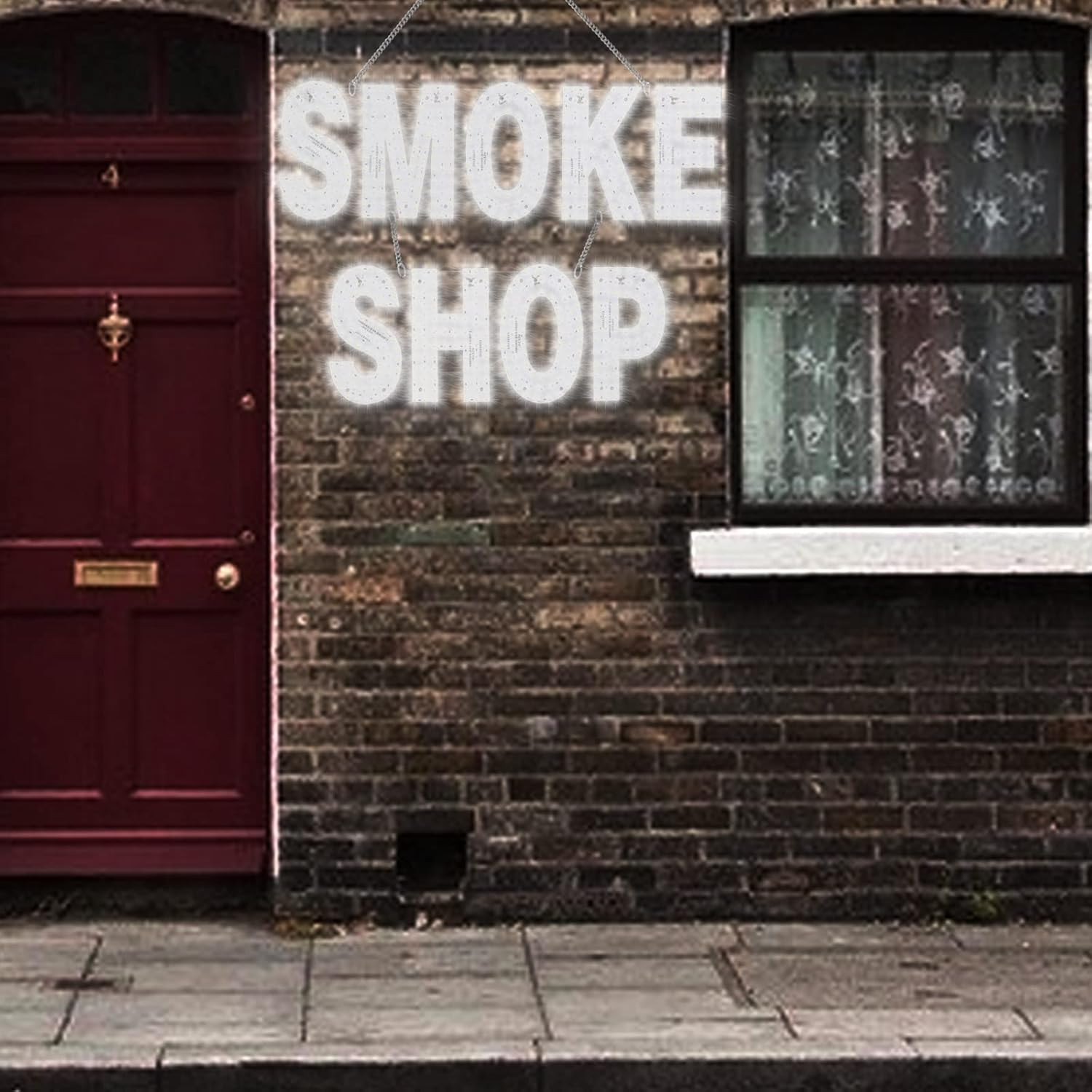 30×20 LED Smoke Shop Sign White Hanging Light Store Window Business Display