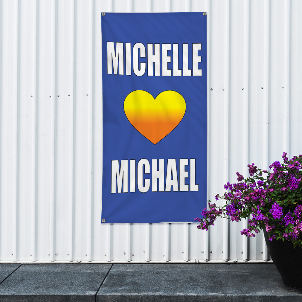 Vertical Vinyl Banner Multiple Sizes Custom Names Heart Blue Lifestyle Outdoor