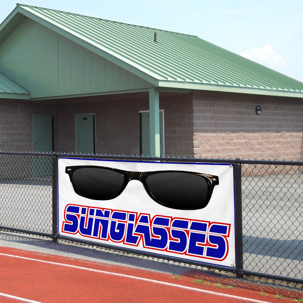 Vinyl Banner Multiple Sizes Sunglasses Weatherproof Industrial Yard Signs