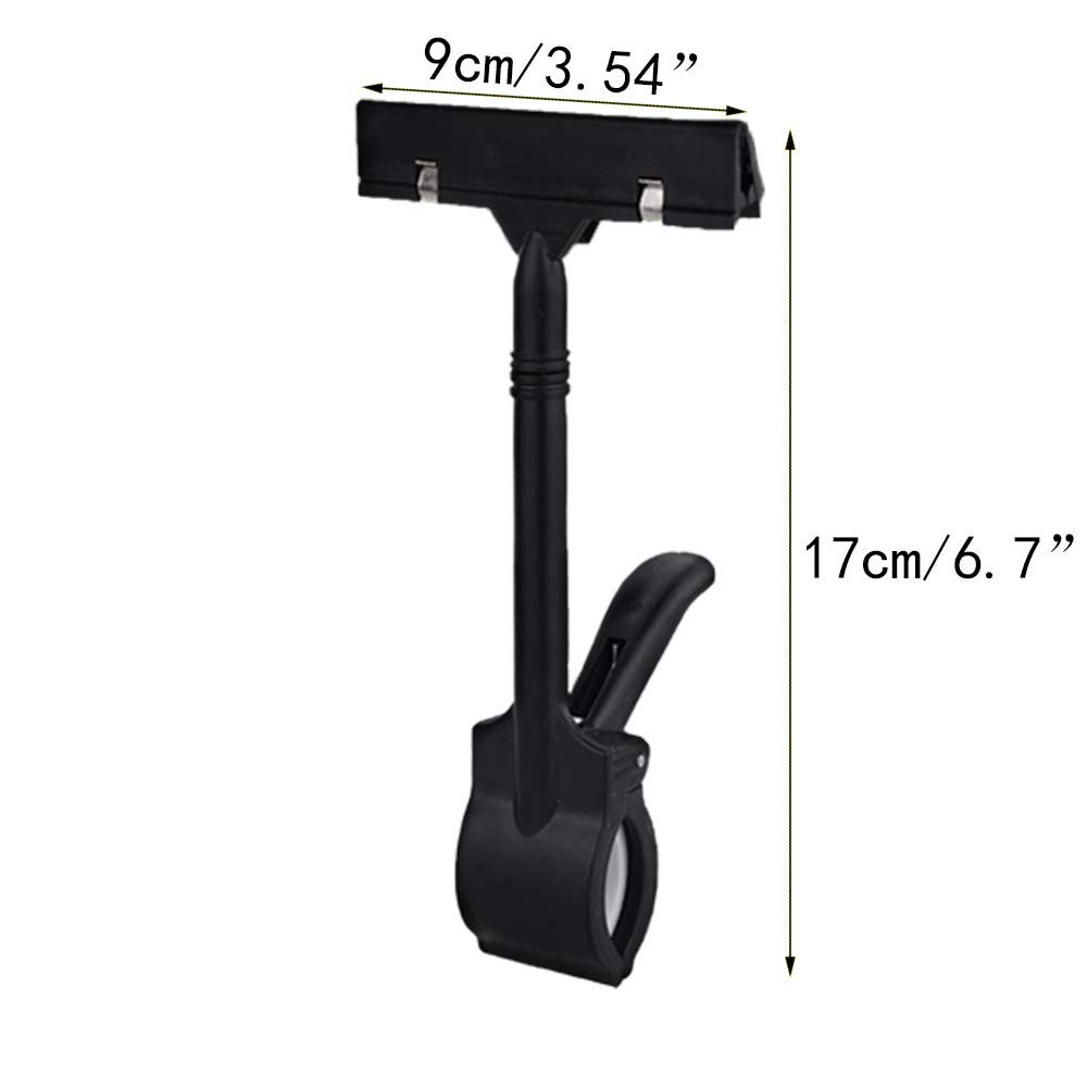 OUKEYI Plastic Merchandise Sign Clip Rotatable Pop Clip-on Holder Stand Black