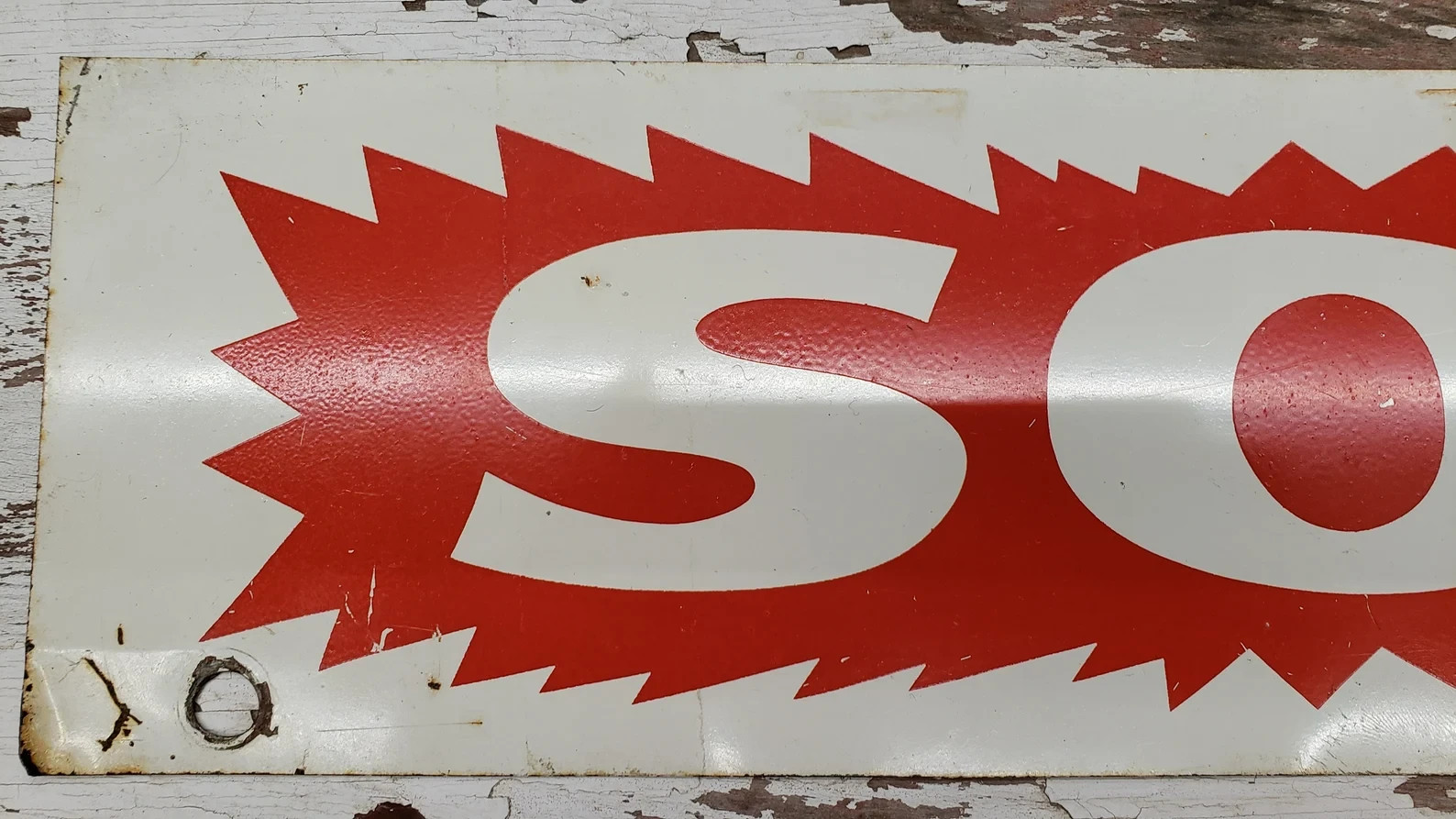 Vintage Metal Realtor SOLD Sign – Mancave Red and White Sold Sign