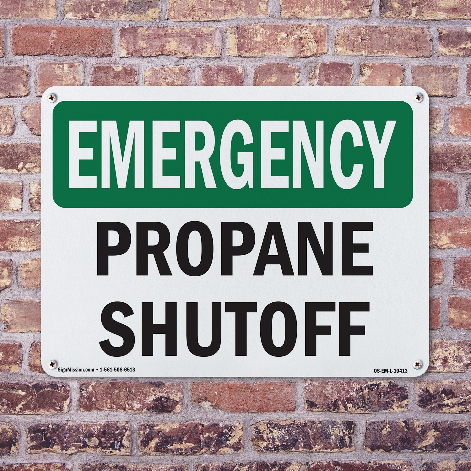 Propane Shutoff OSHA Emergency Sign Metal, Plastic, Or Decal – 5 or 10 Pack