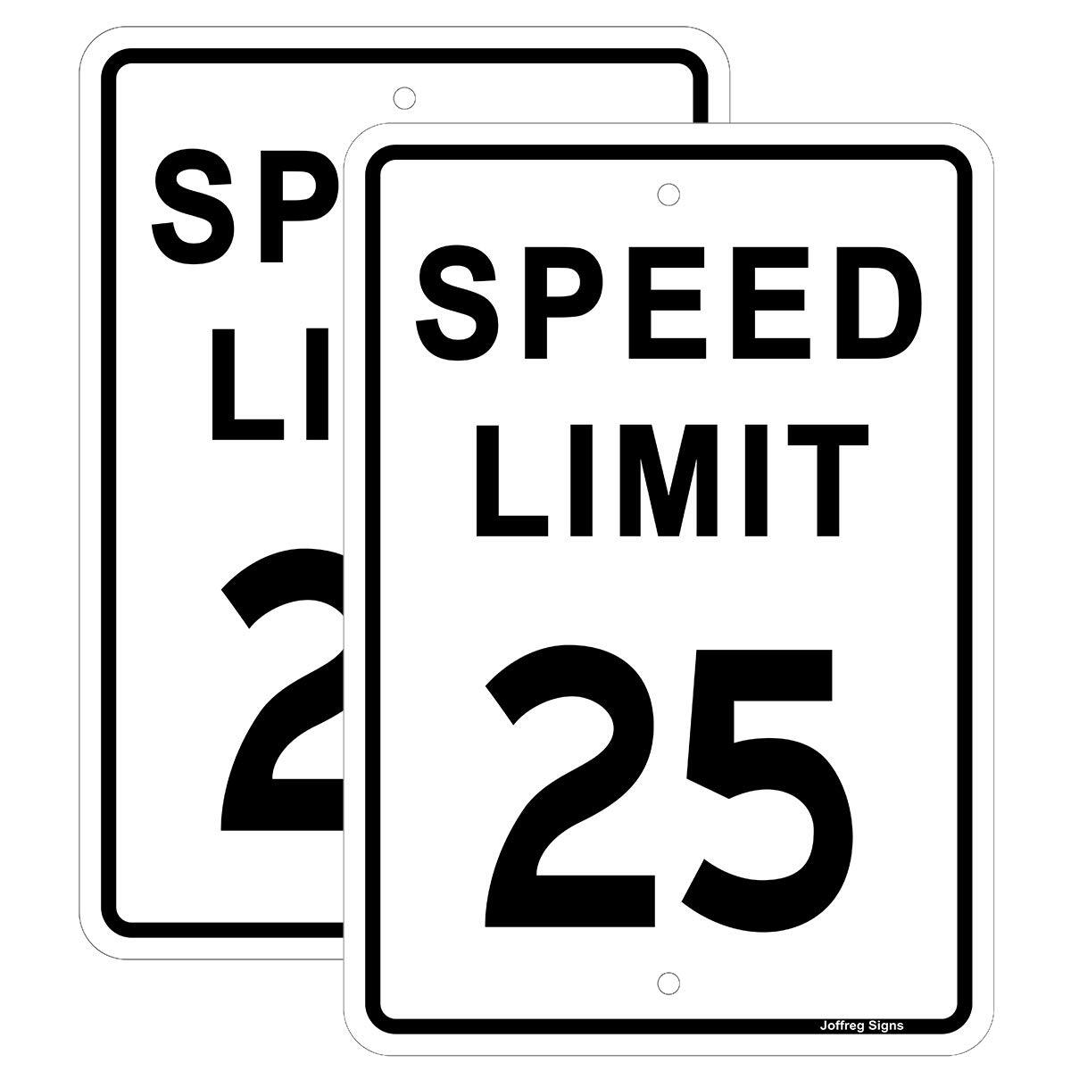 Speed Limit 25 MPH Sign 17 x 12 Inch Reflective Aluminum Road Traffic Sign 2PCS