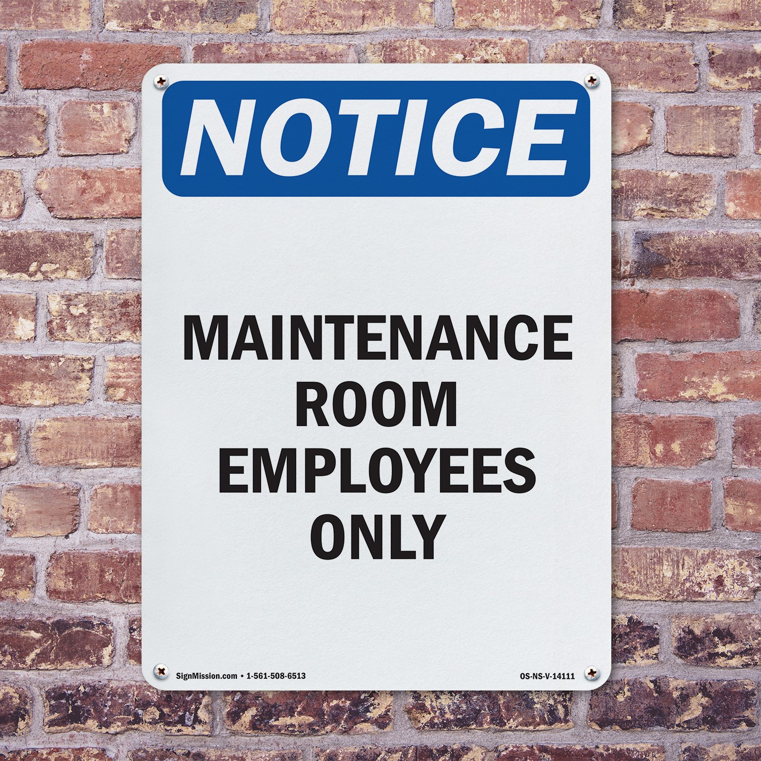 Maintenance Room Employees Only OSHA Notice Sign Metal,, Decal 5 or 10 Pack