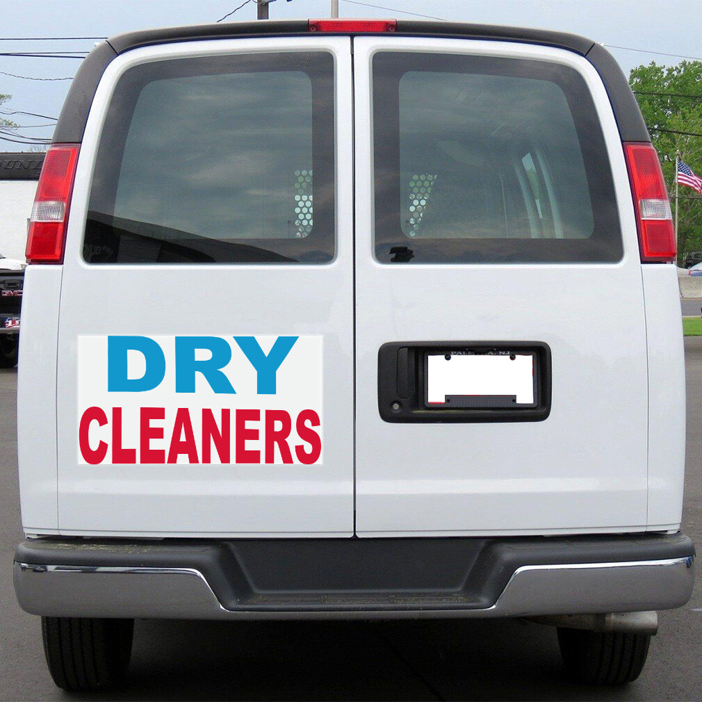Car Magnet Set of 2 Dry Cleaners Blue Red A Car Advertising Industrial Sign