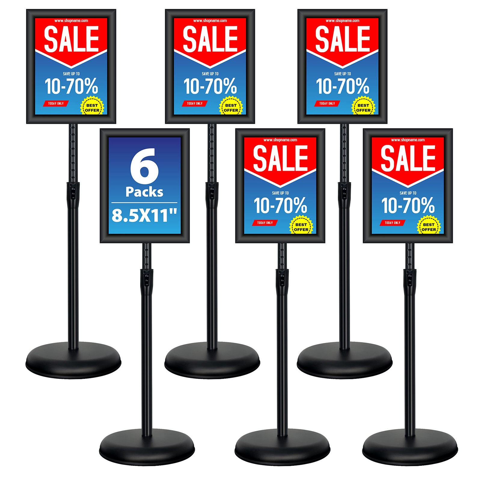 6Packs 8.5×11 Inch Adjustable Pedestal 8.5 x 11 inches (6 Pack), Black