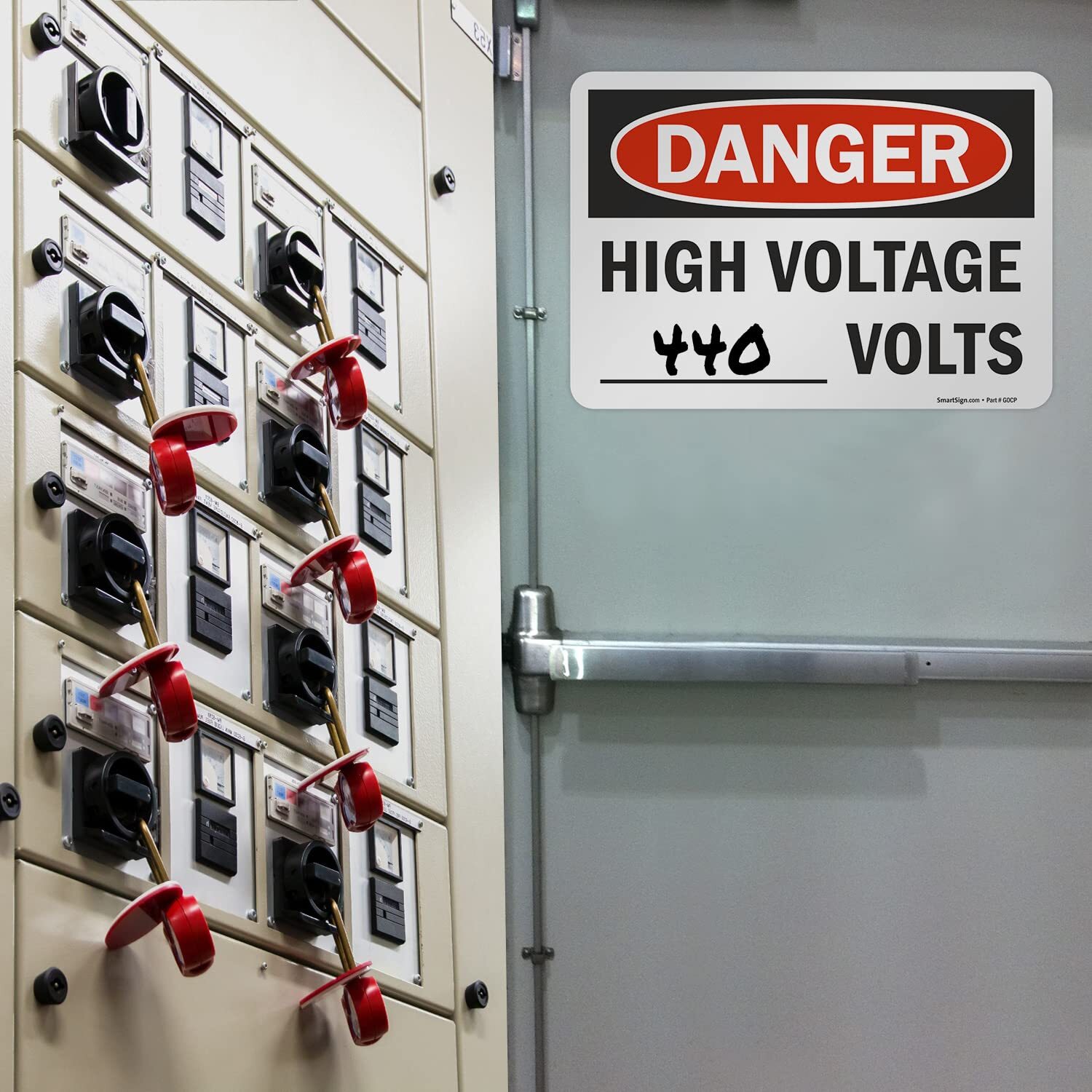 7 x 10 inch “Danger – High Voltage …. Volts” Write-On OSHA Label 3 mil Lamina…