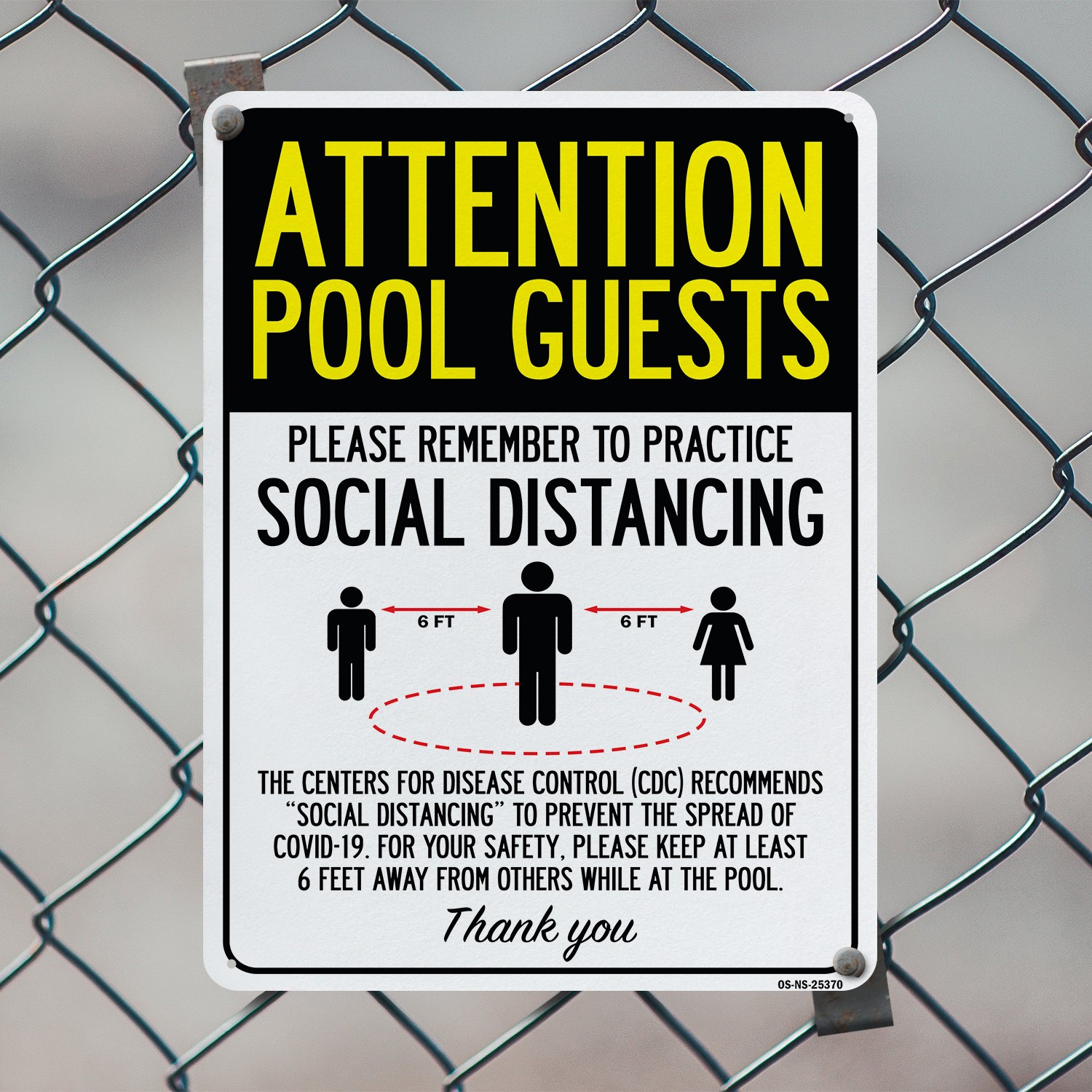 Attention Pool Guests Practice Social Distancing Public Safety Sign 5/10 Pack