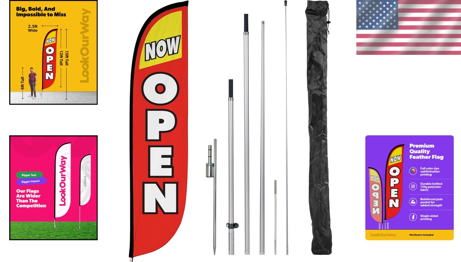 12ft Feather Flag Pole Kit – Business Advertising Banner