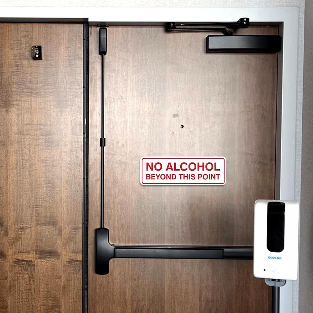 Standard No Alcohol Beyond This Point Sign – Black – Large 3 x 9&Prime;