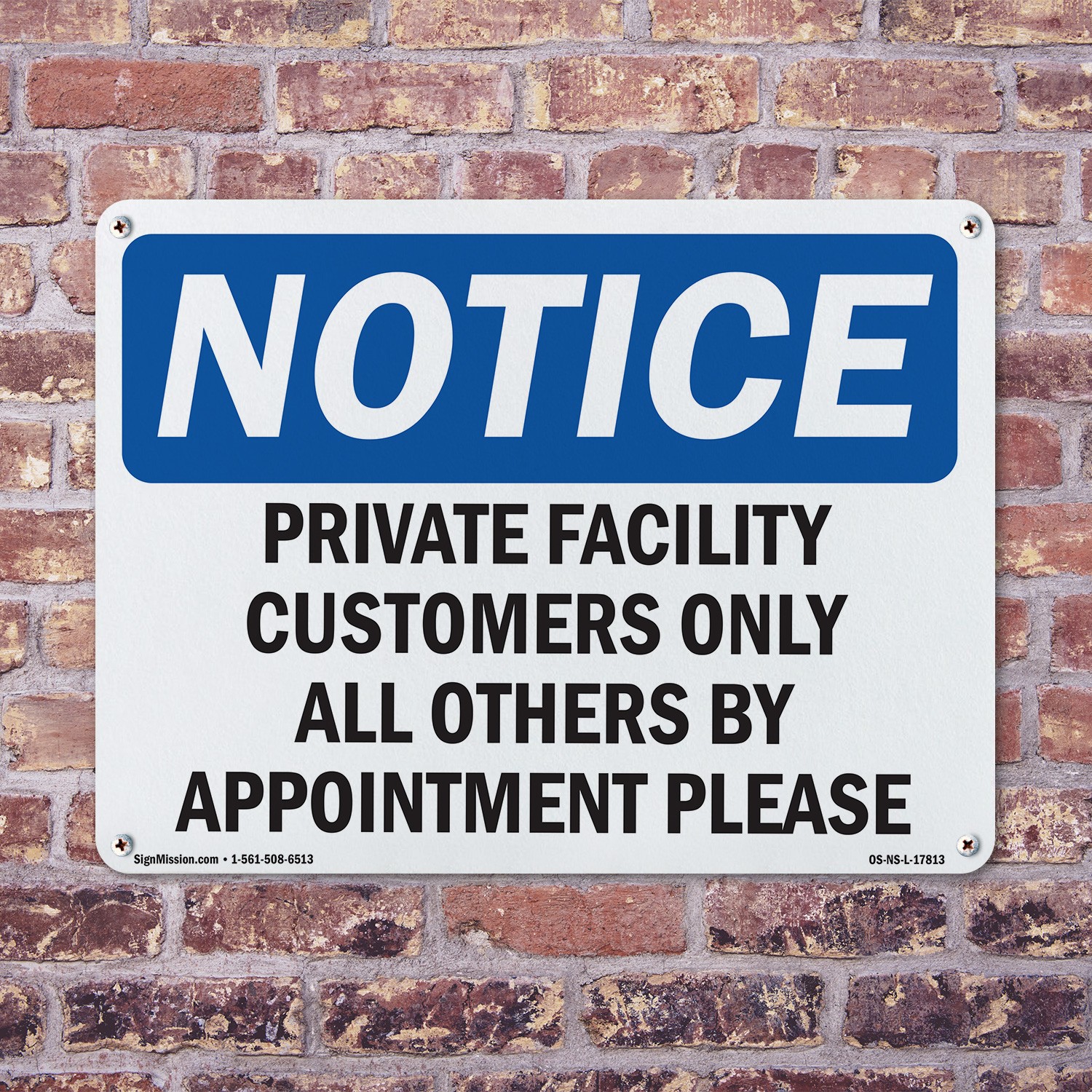 Private Facility Customers Only All Others OSHA Notice Sign, Decal 5 or 10 Pack