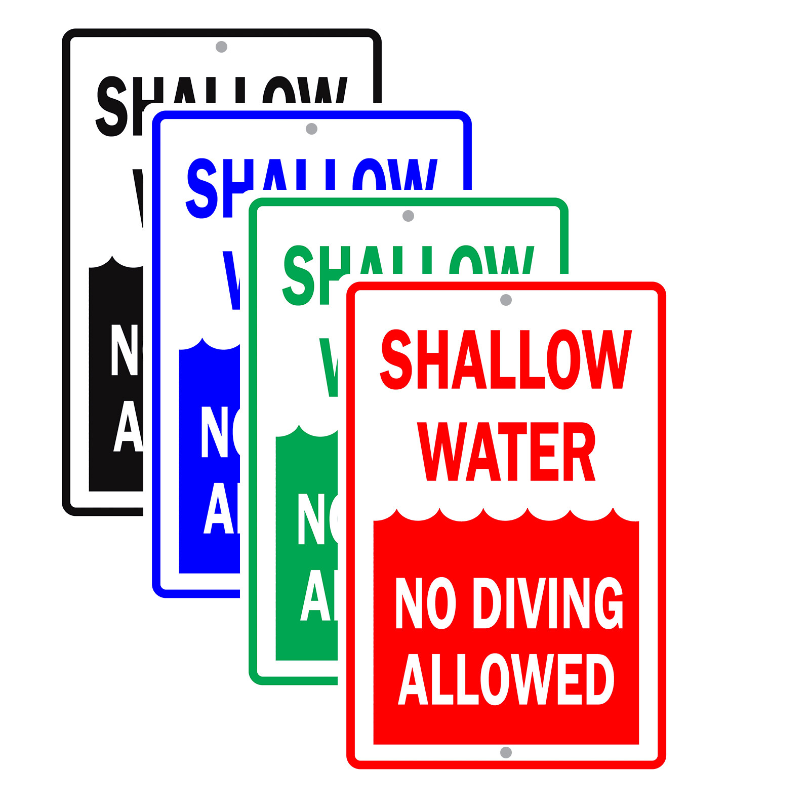 Shallow Water No Diving Allowed Water Safety Alert Notice Aluminum Metal Sign