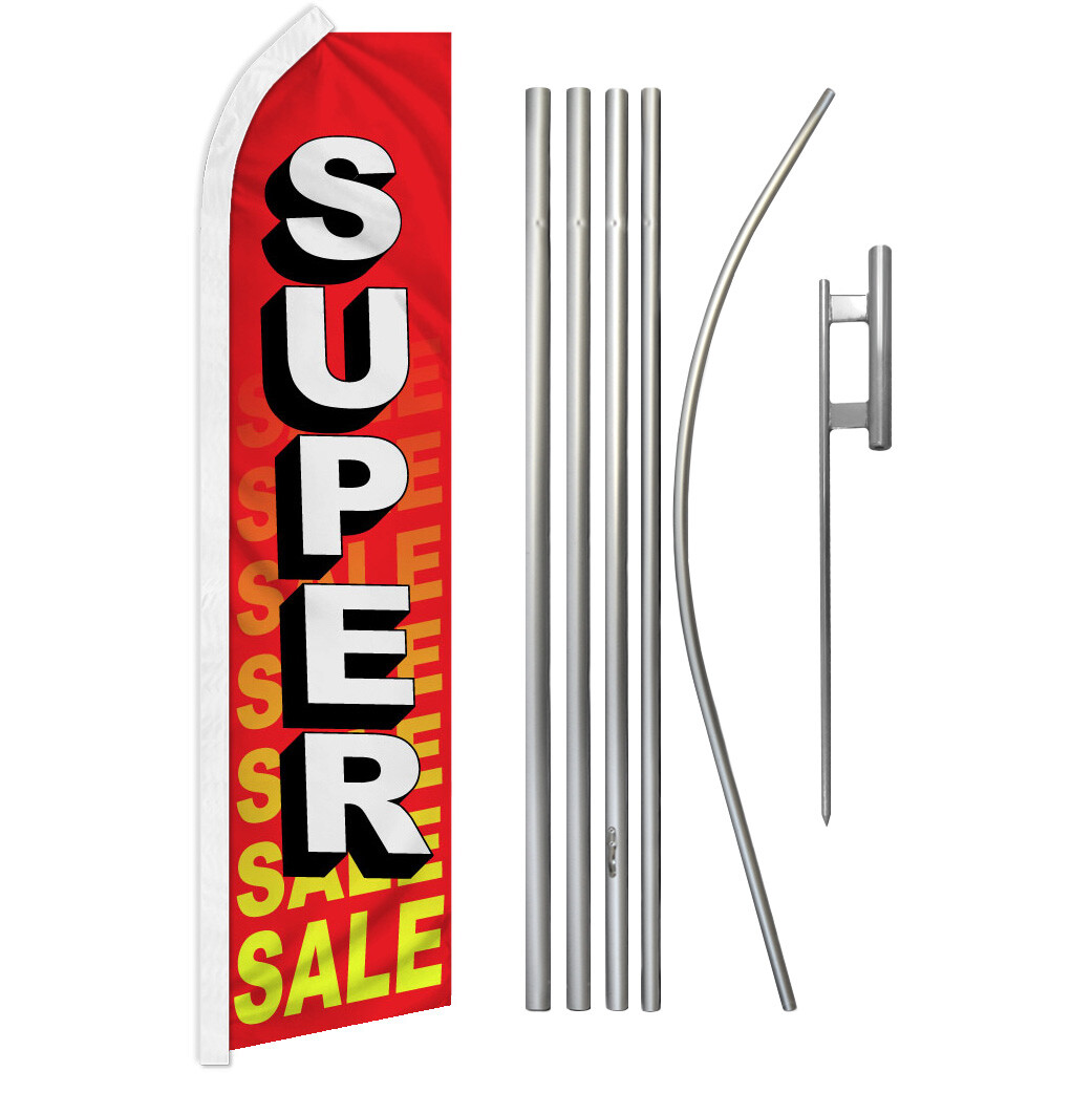 Super Sale Advertising Swooper Feather Flutter Flag & Pole Kit Sale Flag RD/YW