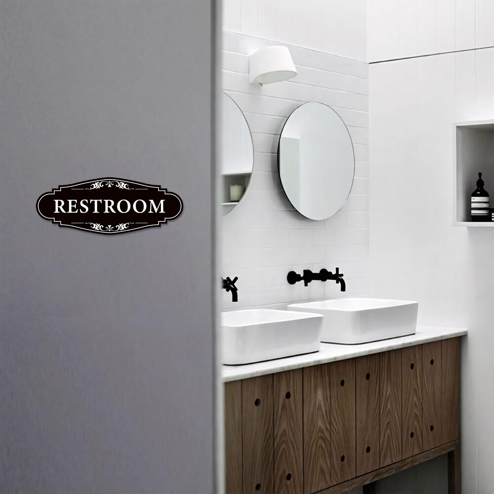 Restroom Sign for Business and Home，Self-adhesive Unisex 9IN,