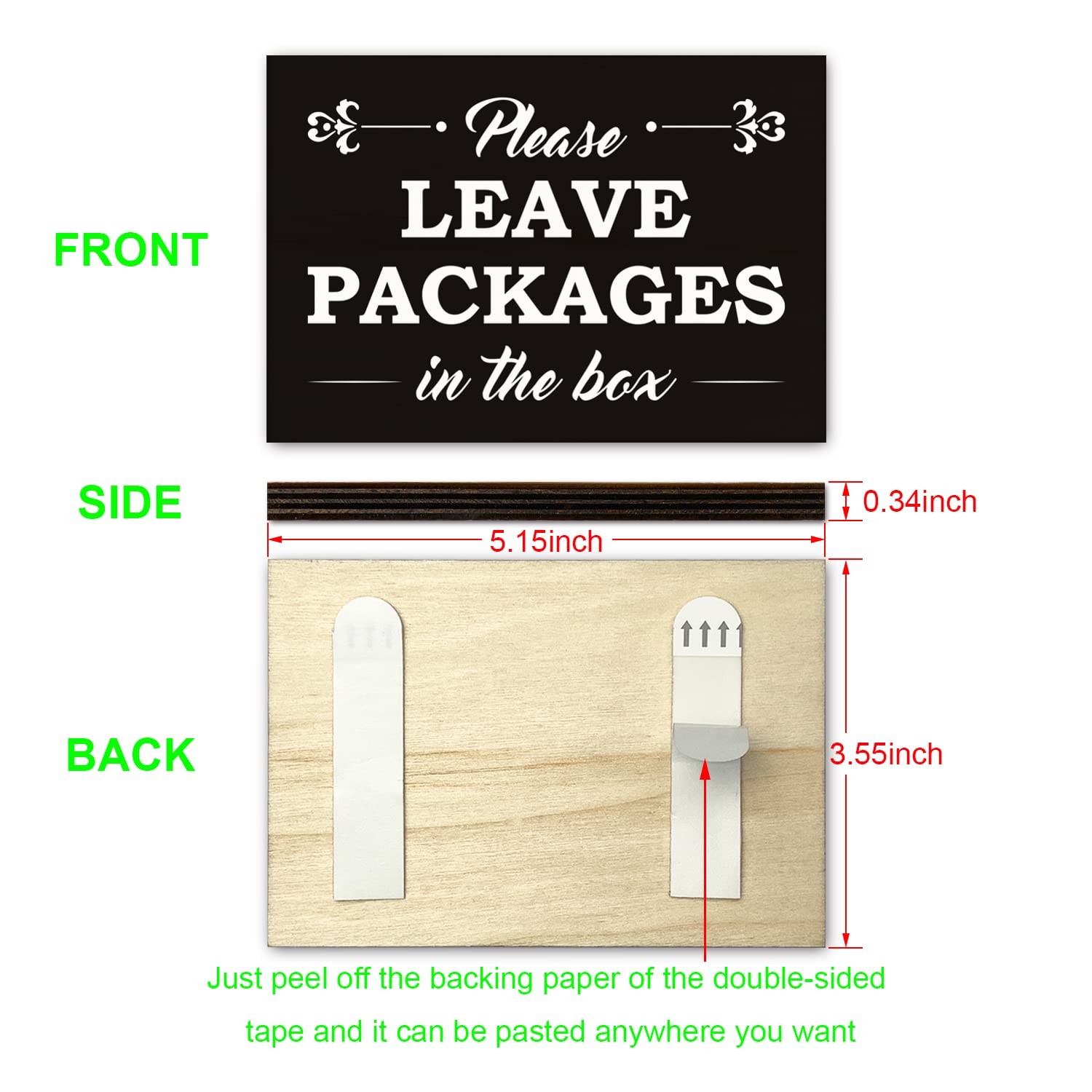 Please Leave Packages in the Box Sign Home Office Front Door 3.55×5.15 in