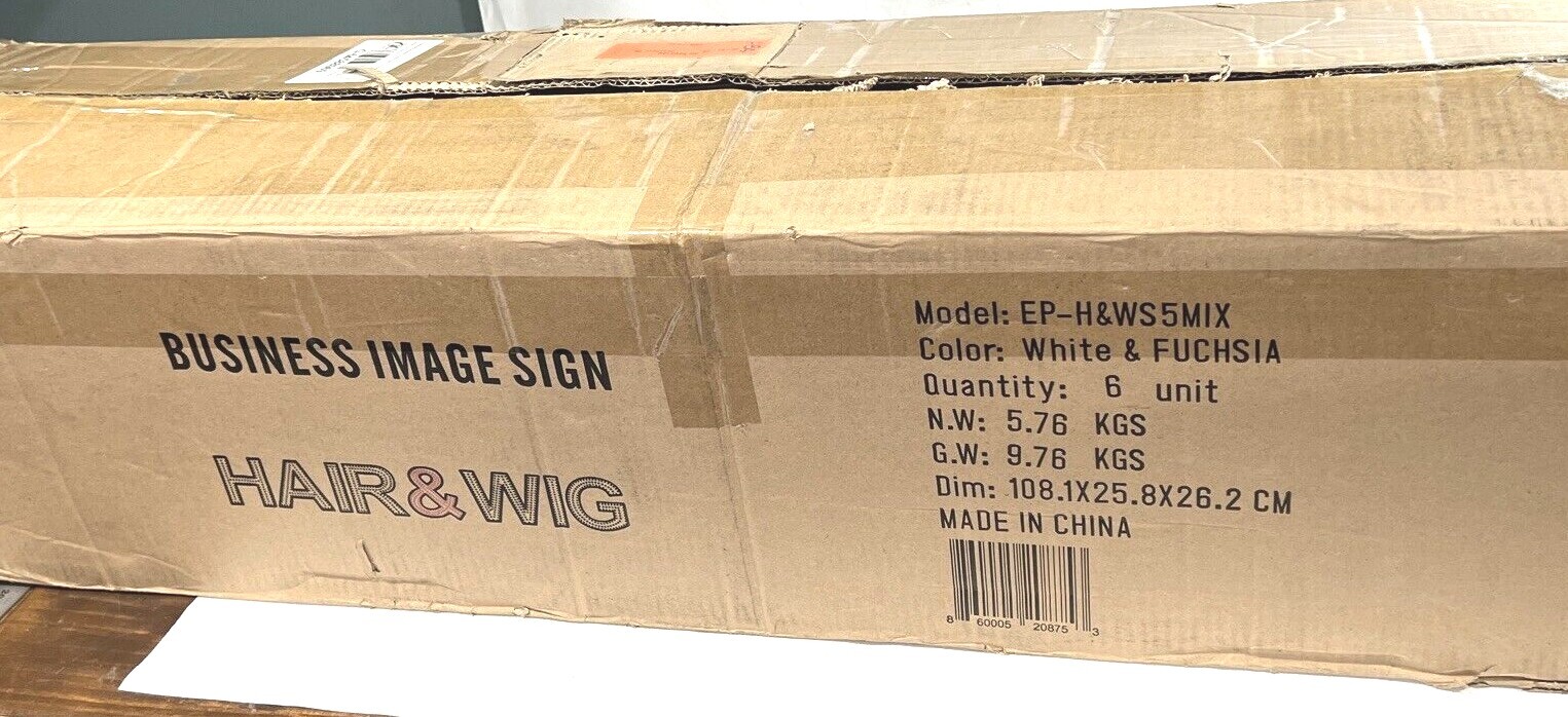 Business Image Signs « Hair & Wig » LED White & Fuchsia EP-H&WS5MIX (Single SIgn)