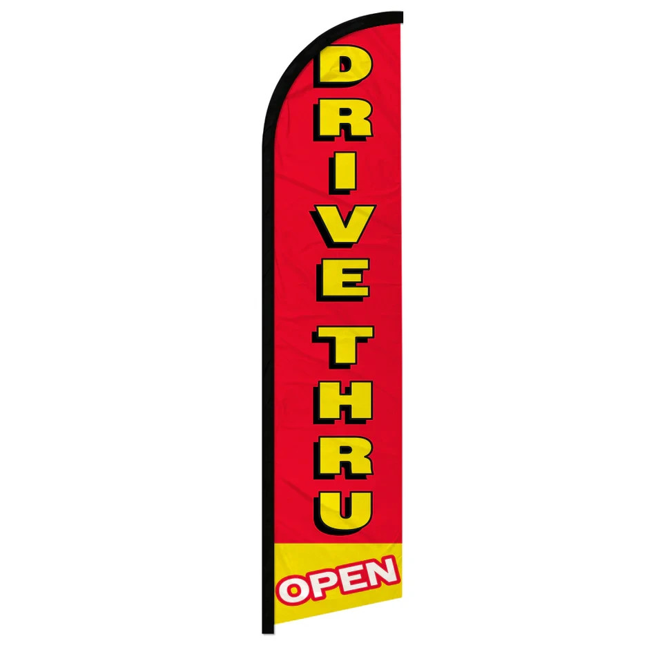 Drive-Thru Open Windless Advertising Swooper Flag Open Drive-Thru