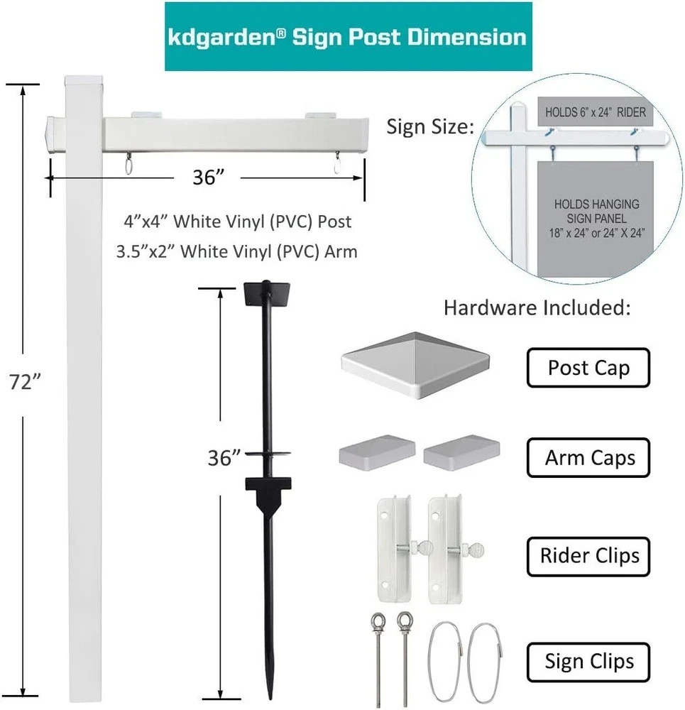 Vinyl PVC Real Estate Sign Post 6ft. Tall 4&Prime;x 4&Prime;x 72&Prime; Realtor Yard Sign Post …