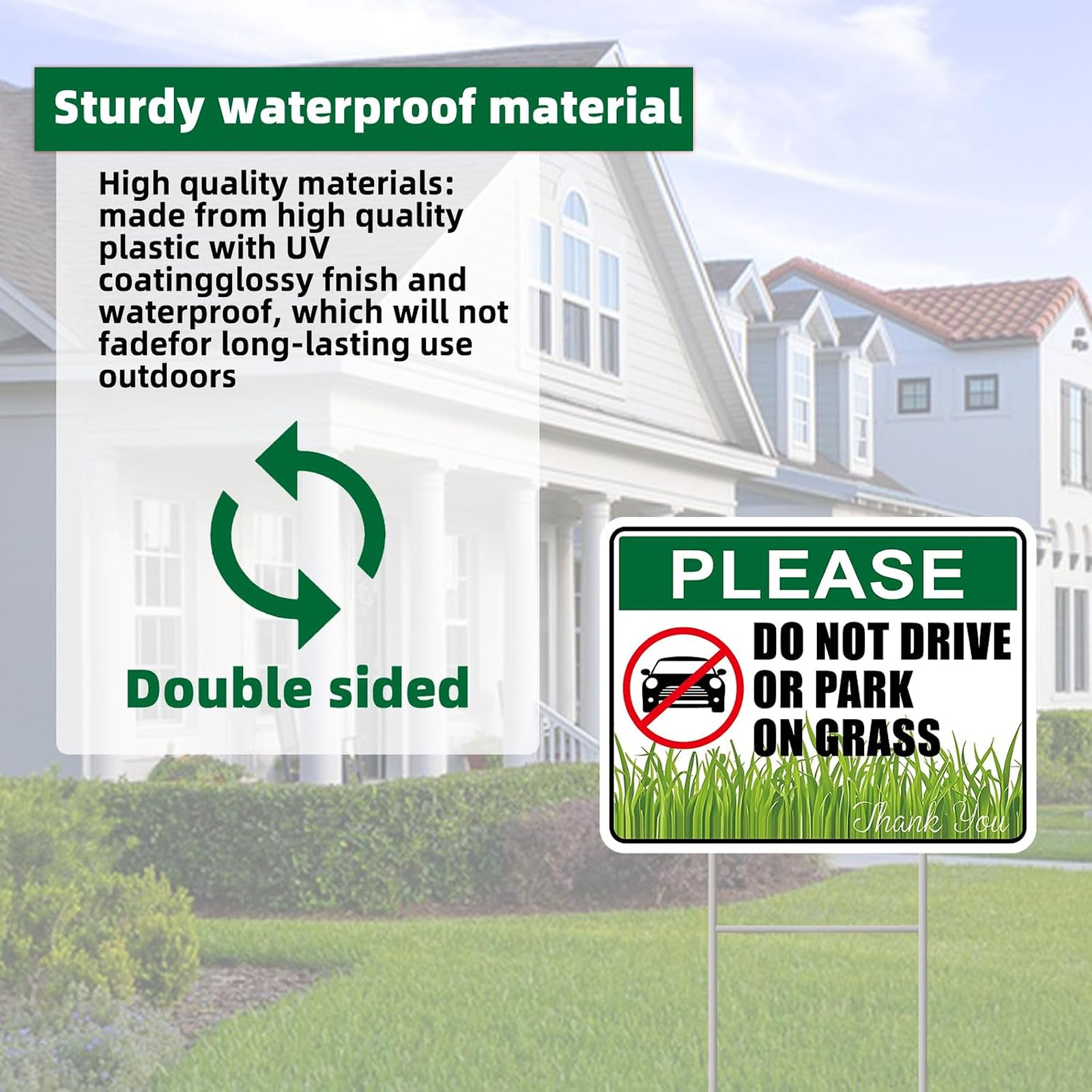 No Parking Signs With Stakes 13×10 Inches Double Sided Corrugated Plastic
