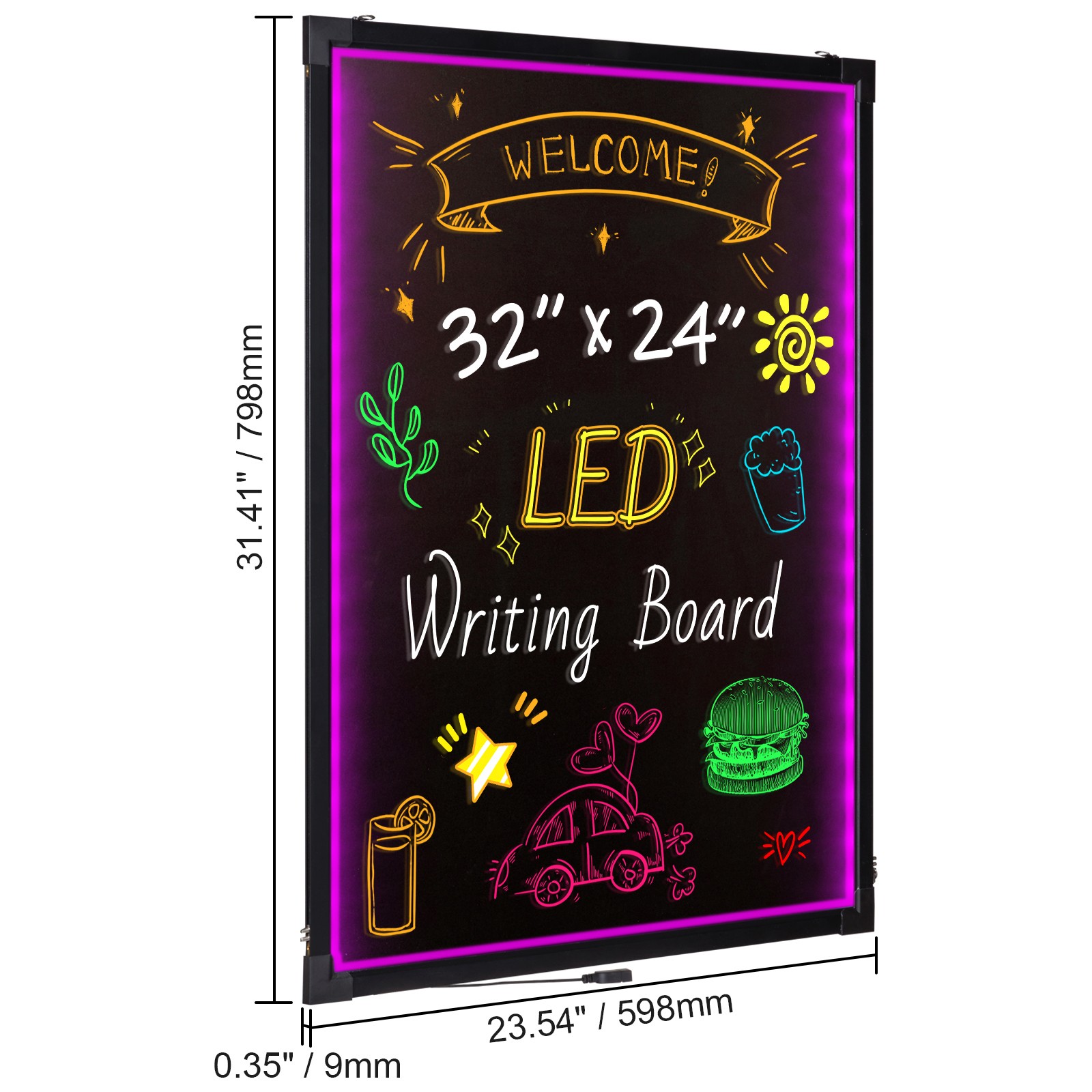 Uimoso LED Message Writing Board 32&Prime;x24&Prime; Illuminated Erasable Lighted Chalkboard