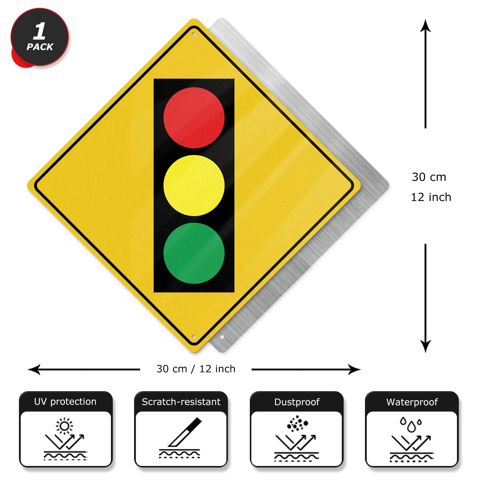 Traffic Light Signs 12 × 12 Inch Aluminum Pre-Drill Hole Crossing Signals Wat…