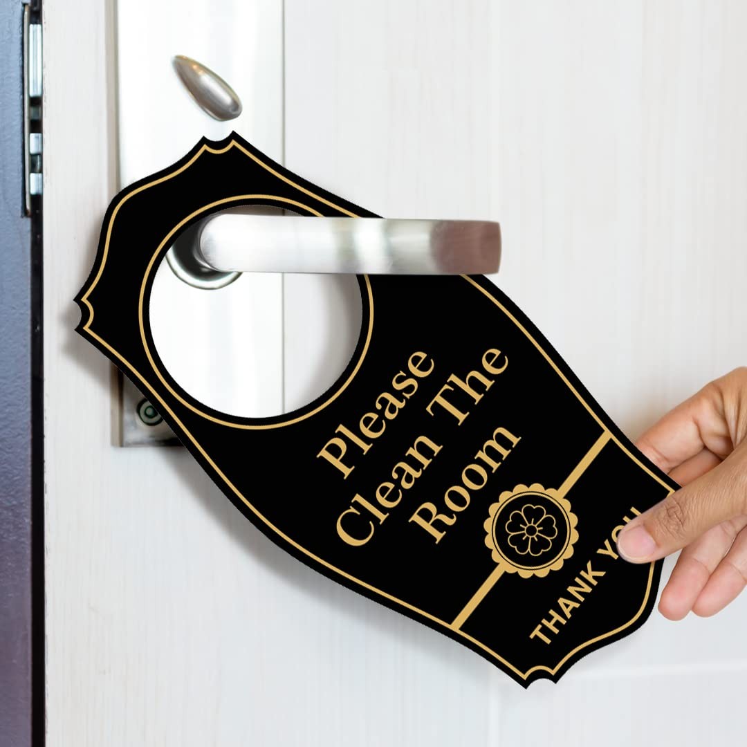 Please Clean The Room Thank You Door Hanger Blue 4×8 Inch Hotel Maid Sign