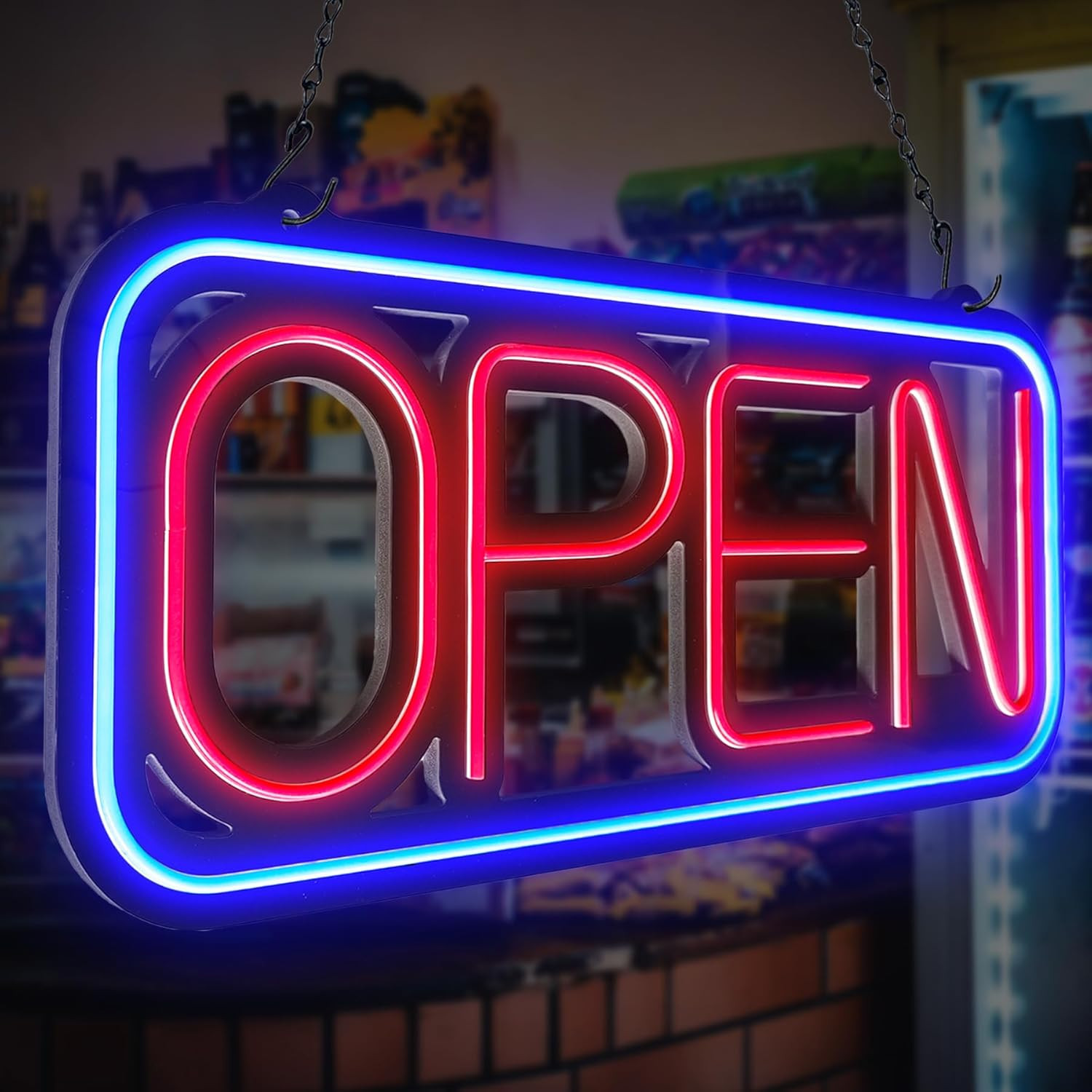 Open Signs for Business,32X16 Inch Large Bright Open Sign Neon Led Lighted,Remot
