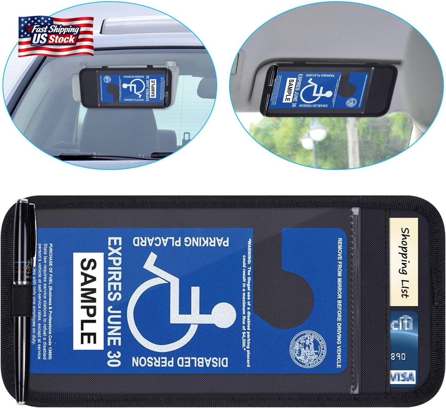Handicap Placard Holder for Auto, Wisdompro Disabled Parking Permit Sign Protect