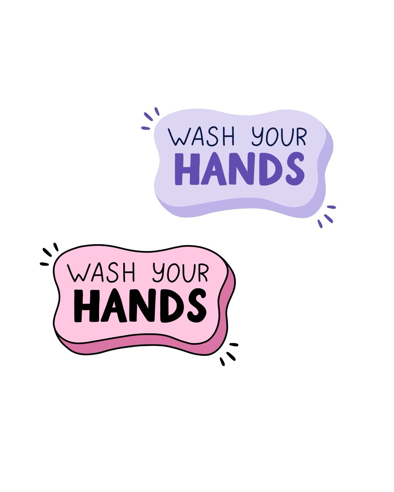 Wash Your Hands Stickers SET PAIR Sign Sticker Decal 4”