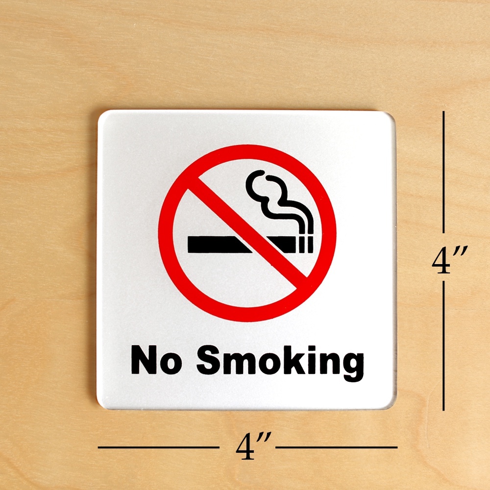 No Smoking Sign 4×4 »(Acrylic-Classic) 3M Self Adhesive for Car, Indoor, Outdoor