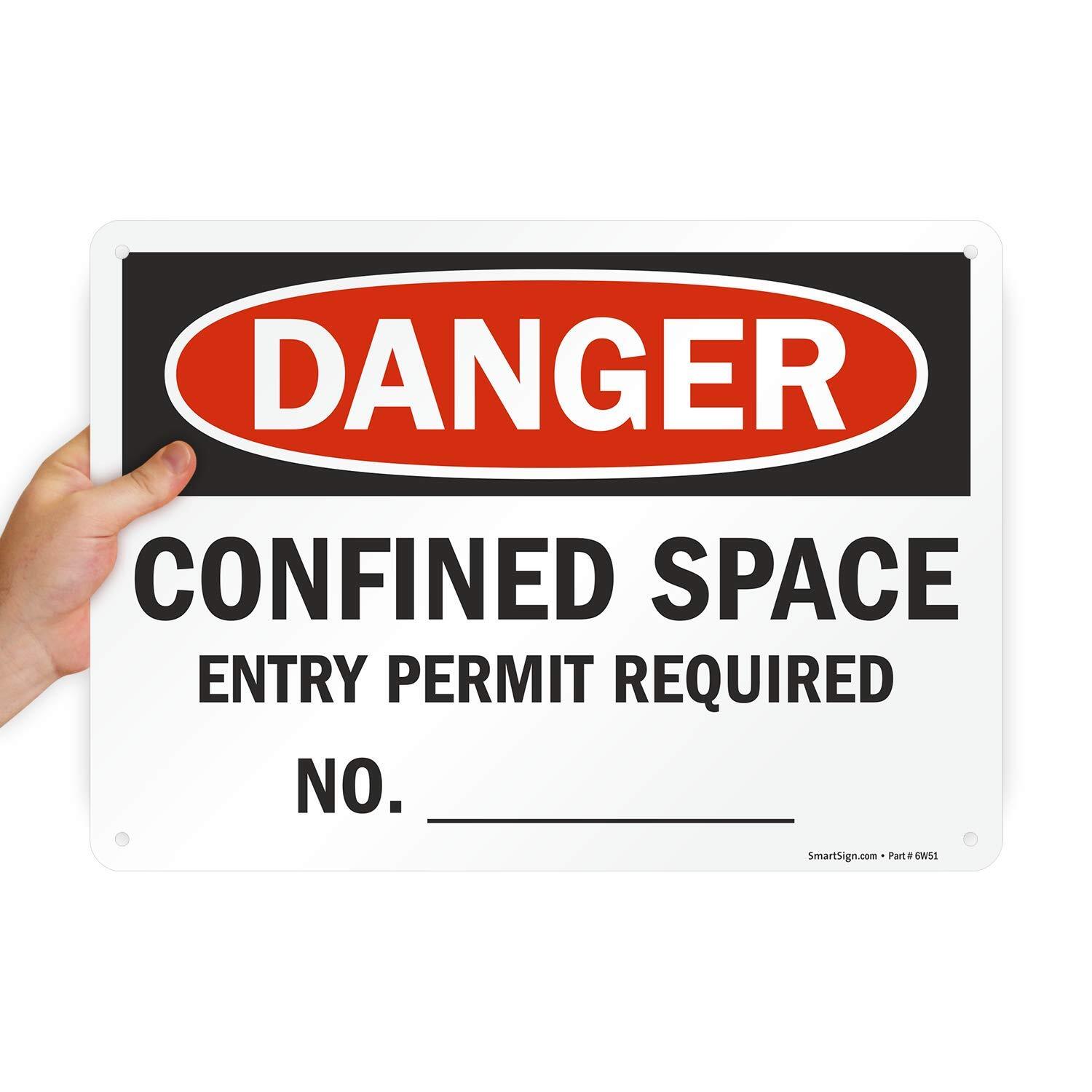 10×14 inch Danger Sign Confined Space Entry Permit Required Aluminum Signage