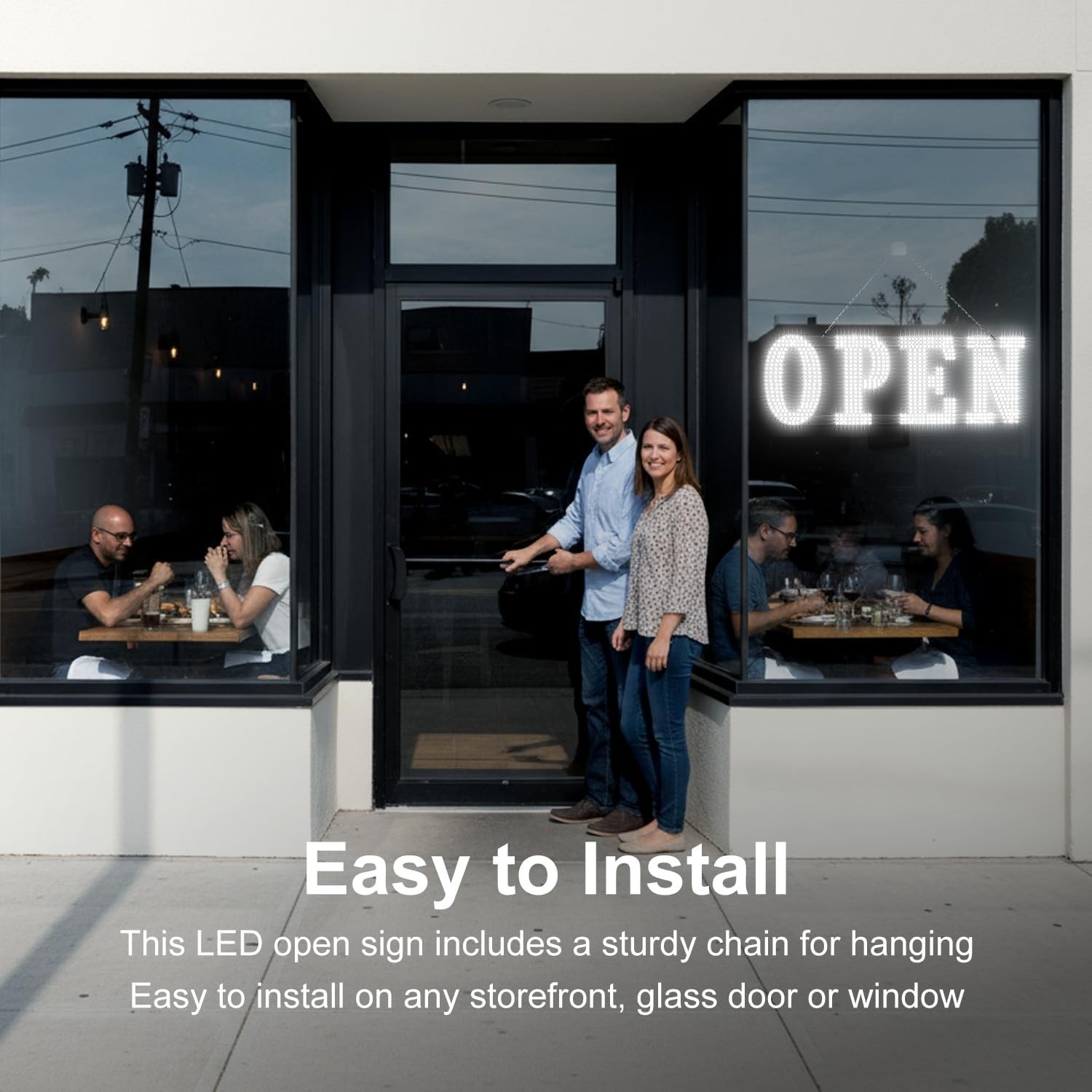 40&Prime; x 14&Prime; Large LED Open Sign with Remote Control High Bright Visibility Busines