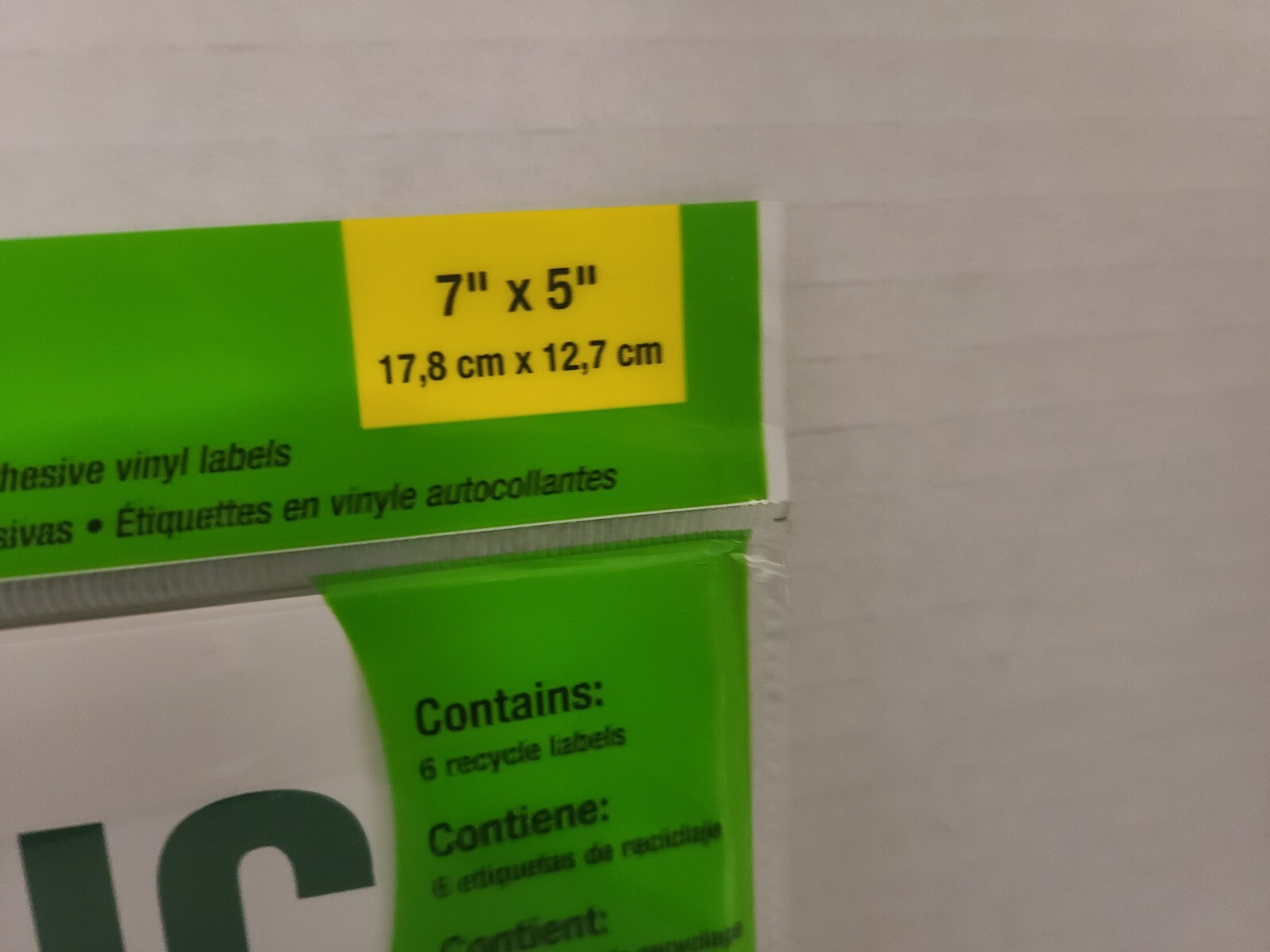 HY-Ko Brand Recycle Label Kit 6 pack Self Adhesive Vinyl Labels 7&Prime;x 5&Prime;