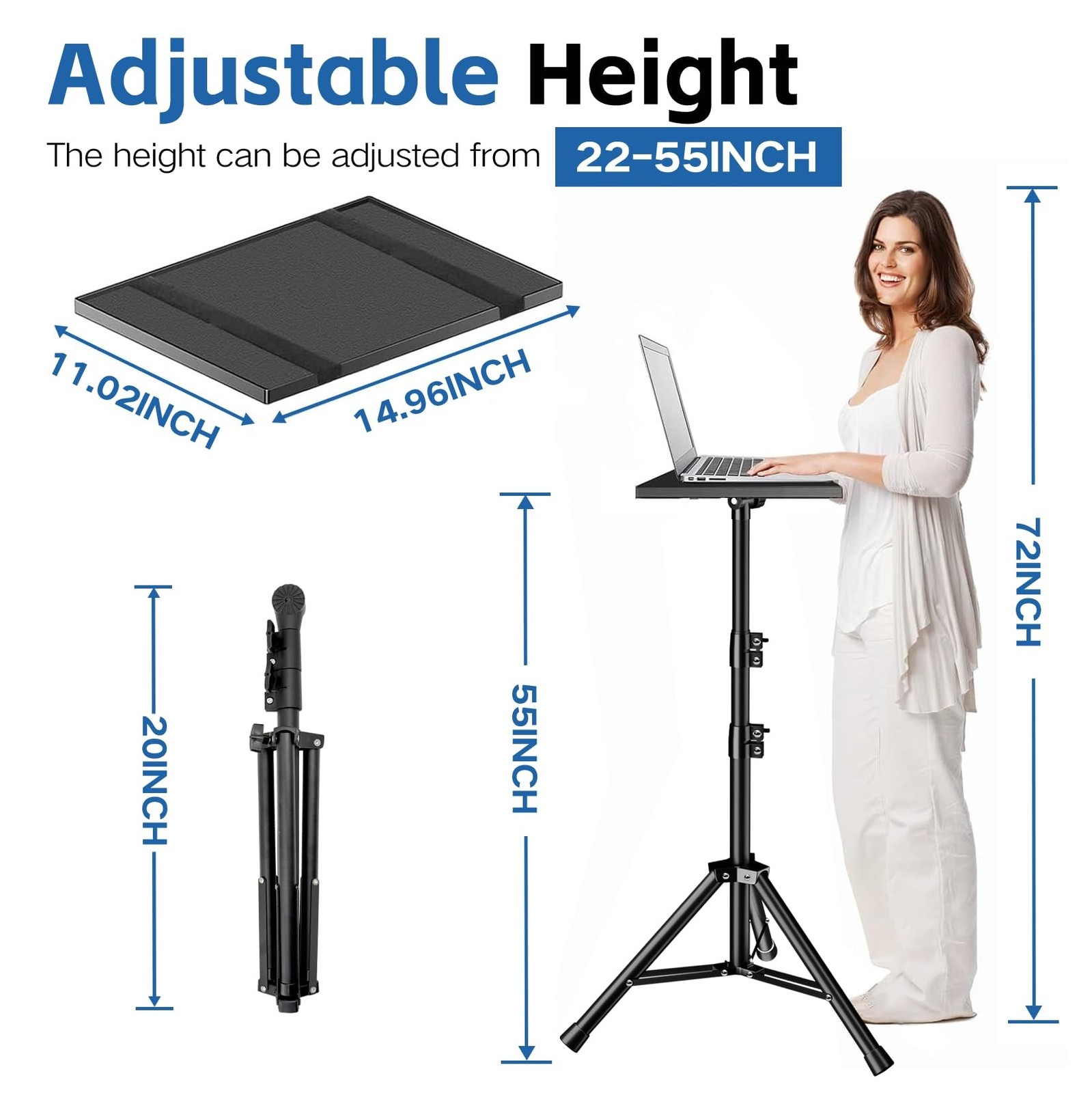 Projector Stand, 33LB Load Bearing & 22-55&Prime; Height Adjustable, for Projector/…