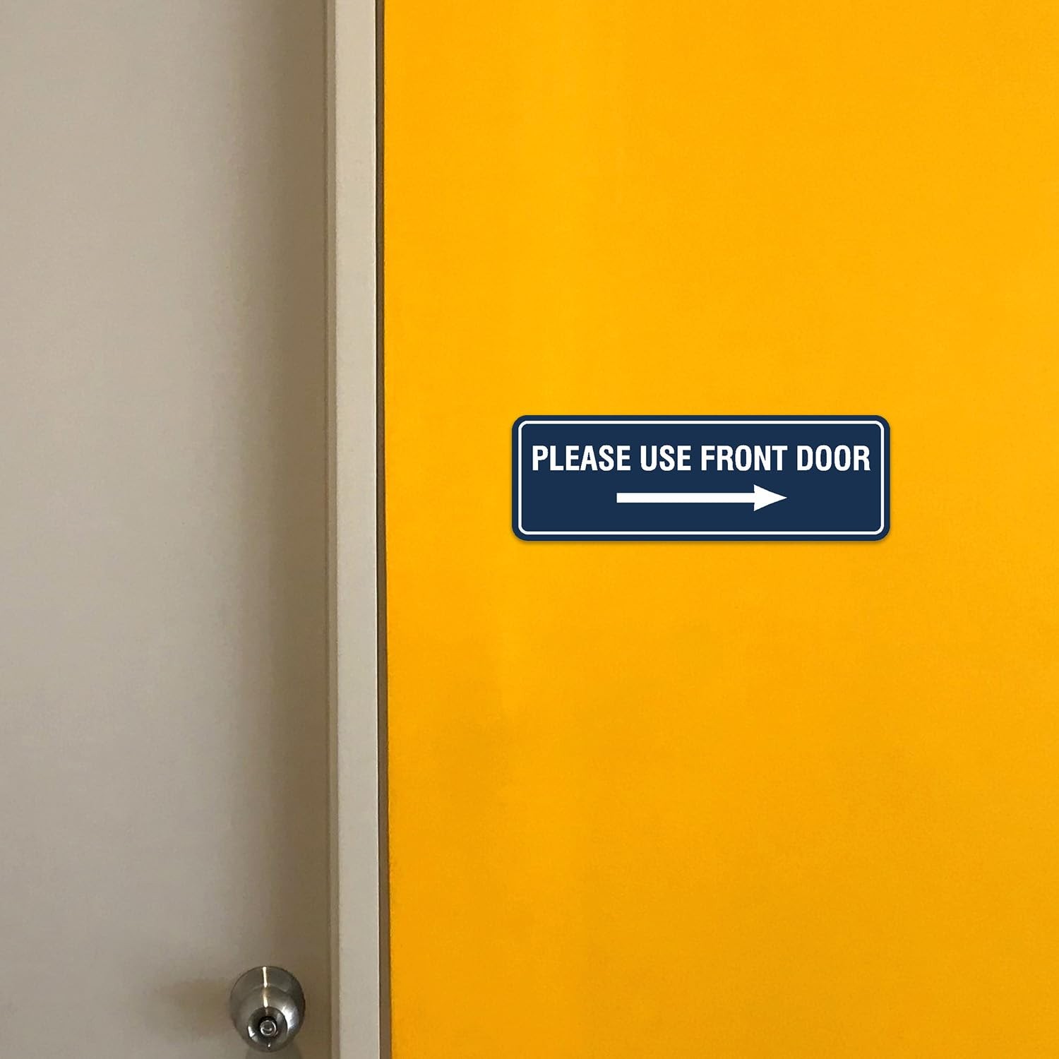 Standard Please Use Front Door Right Arrow Sign Durable Wall Black Large