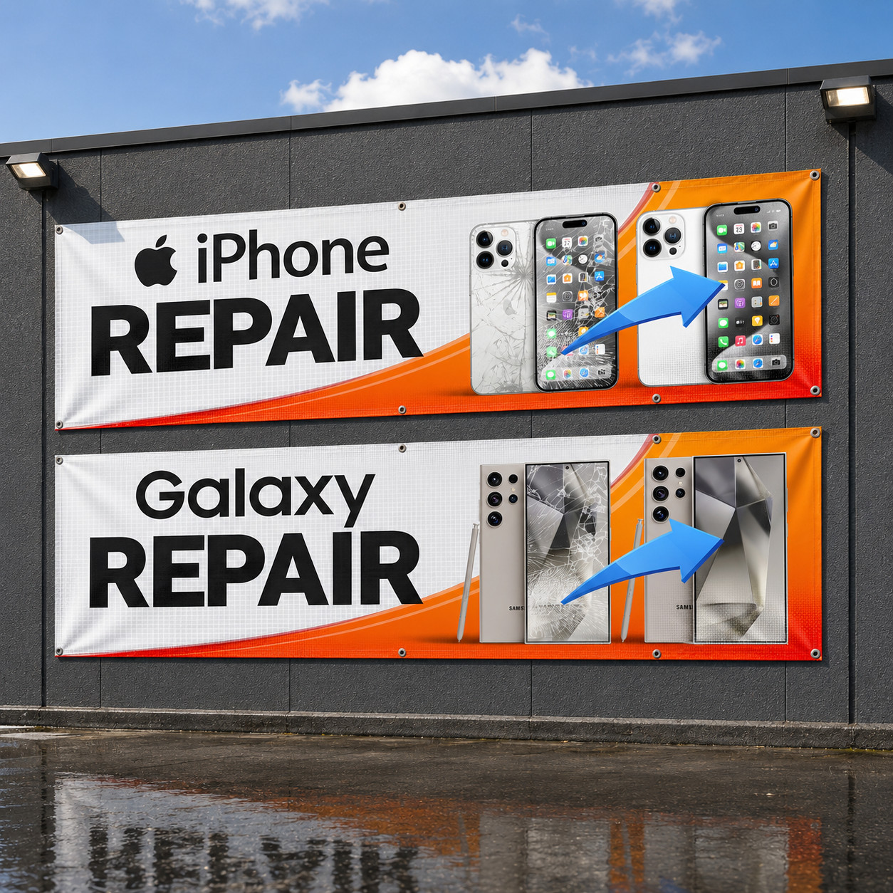 iPhone Galaxy Android Cell Phone Repair outdoor banner sign poster 2 BANNERS!