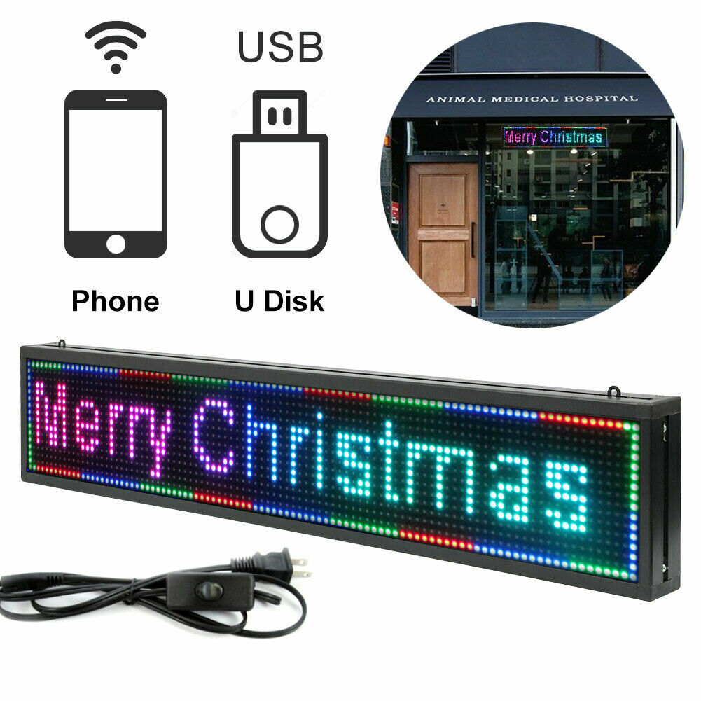 LED Sign 40&Prime; X 8&Prime; Scrolling Message Display Board 7 Color Programmable