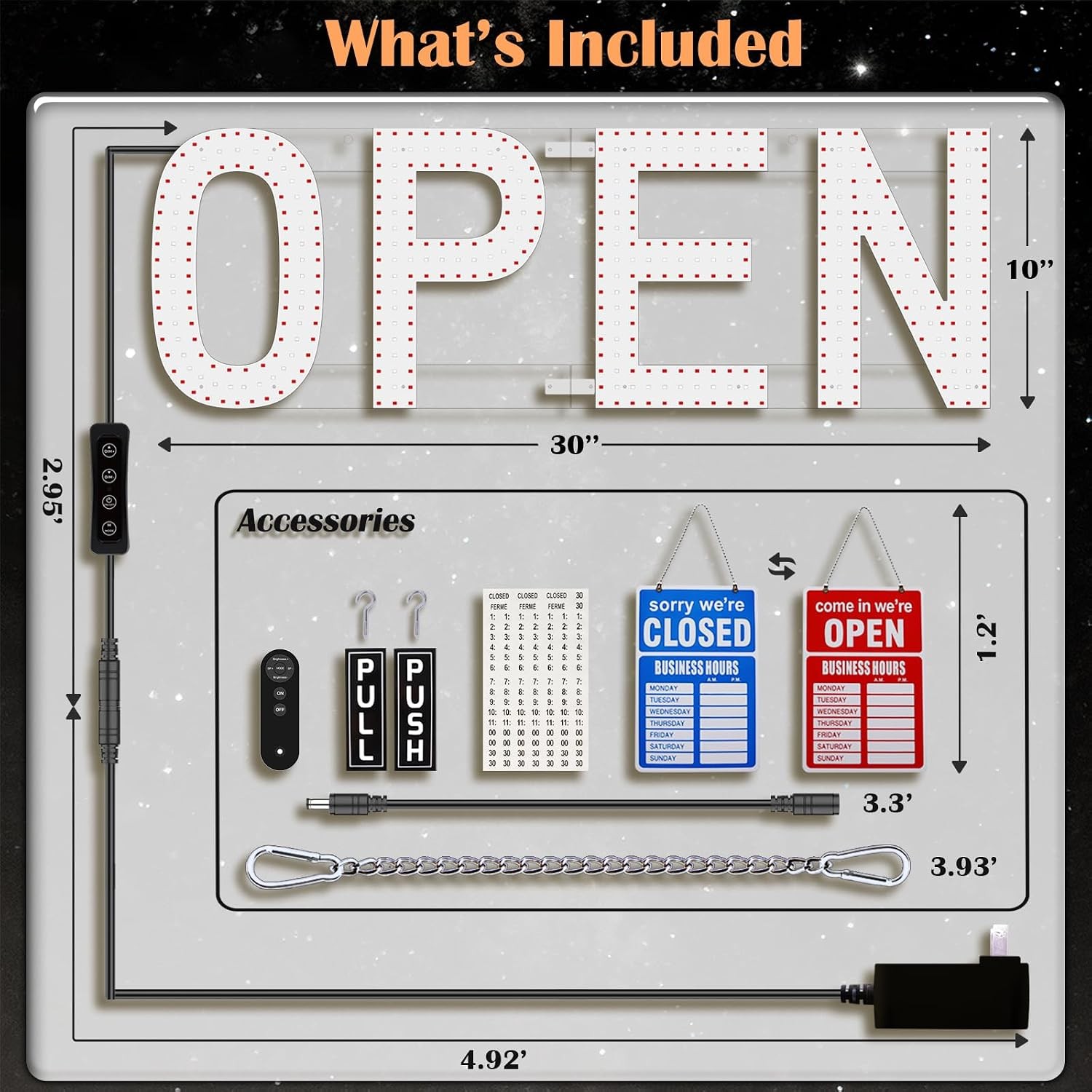 Ultra Bright 30&Prime;x10&Prime; Large LED Open Signs for Business Display Digital Retail