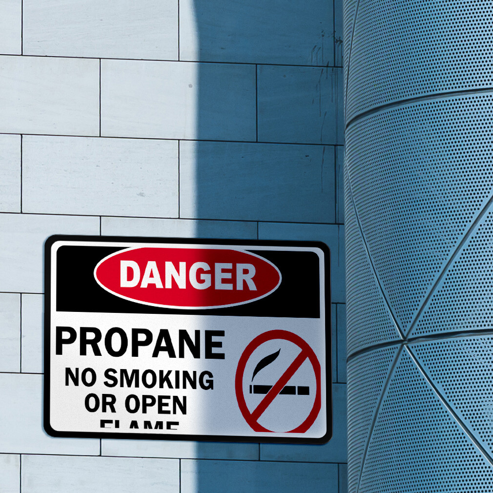 Aluminum Horizontal Metal Sign Danger Propane No Smoking Or Open Flame Flammable