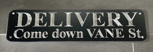 Engraved Custom Delivery Direction Diamond Etched Metal 12×3 Business Sign