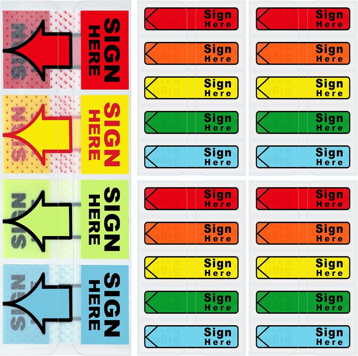 2 Styles Sign Here Sticky Tabs, 500 Pcs Sign Here Post It Flags, Signature Tags