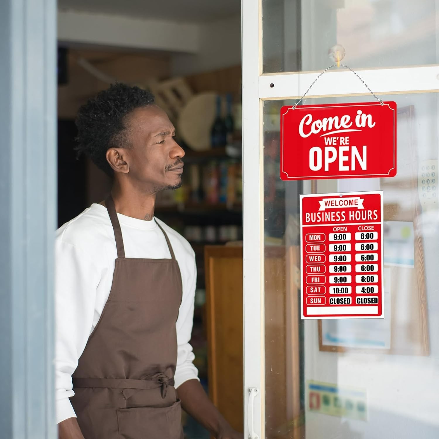 Versatile Open Closed Flip Sign Set with Business Hours – Ideal for Restaurants