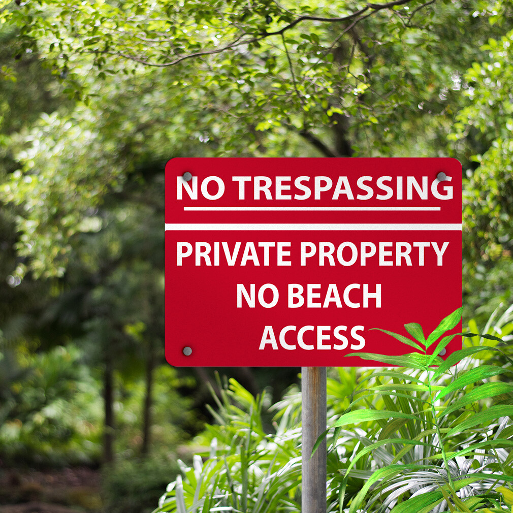 Aluminum Horizontal Metal Sign No Trespassing Private Property Beach Access Home